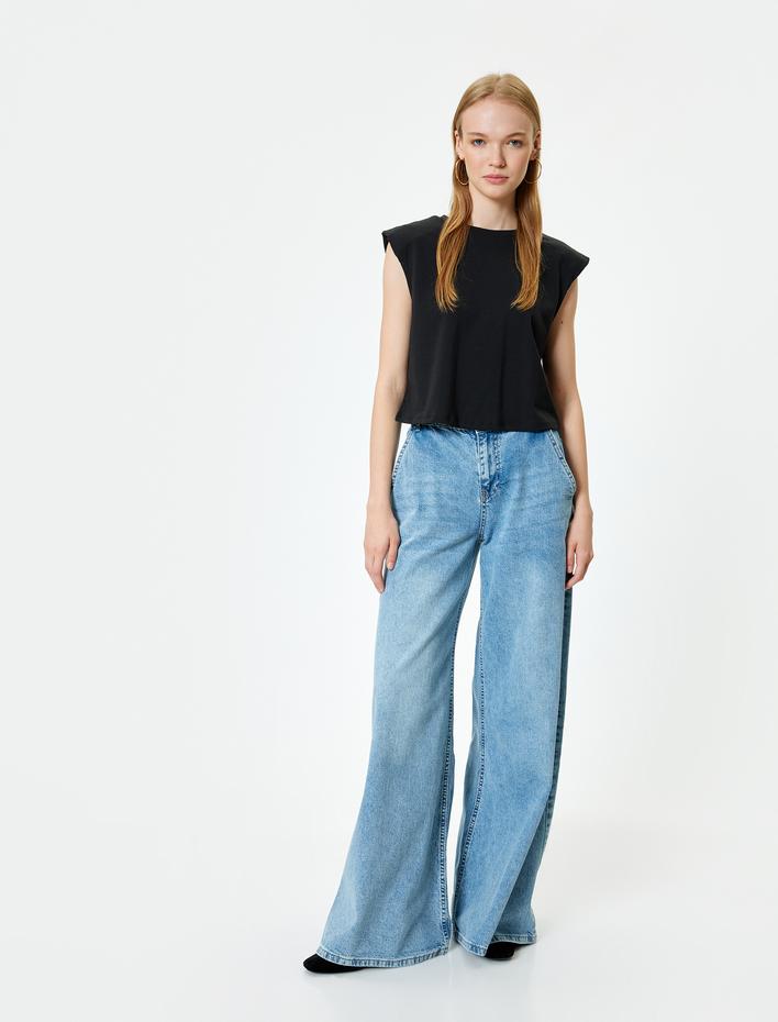  Vatkalı Tişört Bisiklet Yaka Kap Kol Pamuklu