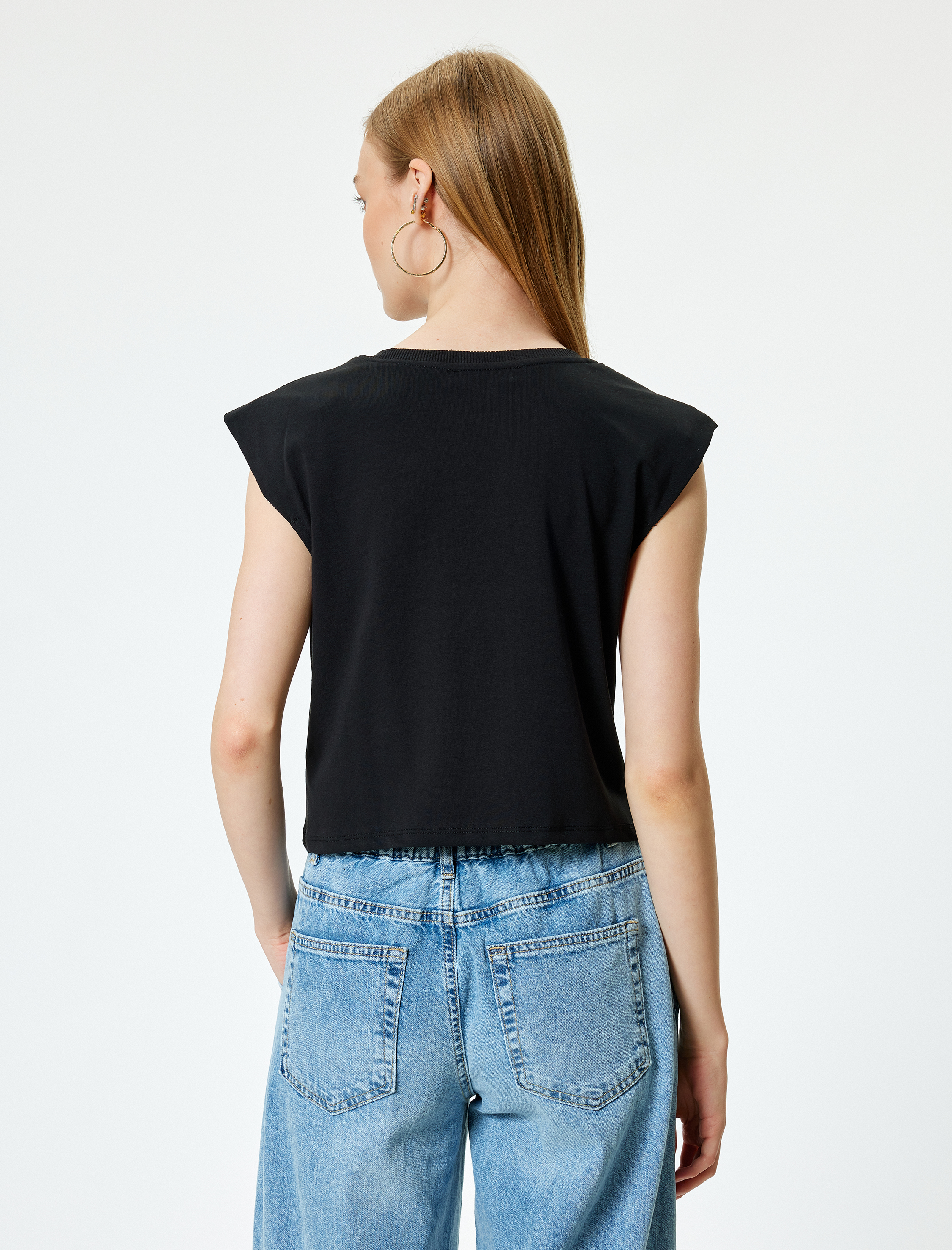   Vatkalı Tişört Bisiklet Yaka Kap Kol Pamuklu