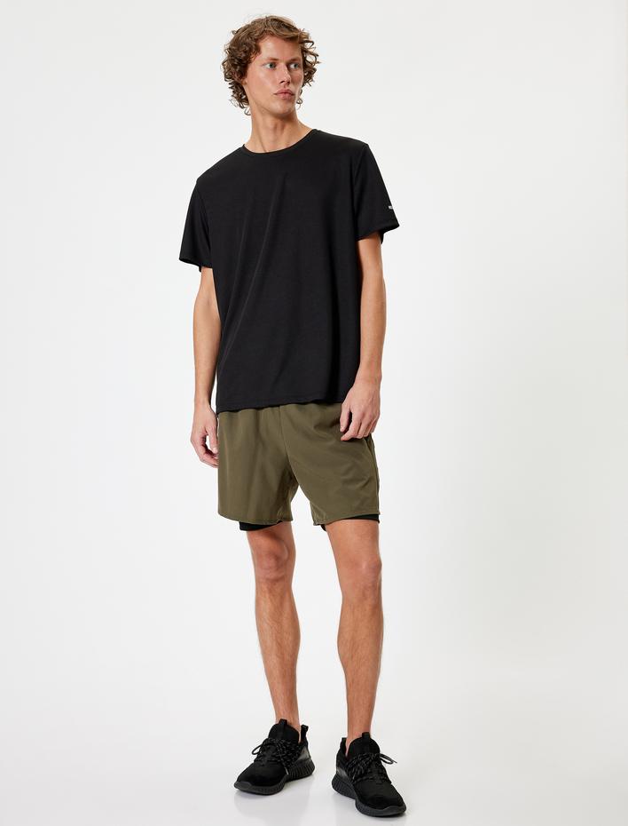  Spor Tişört Arkası Baskılı Kısa Kollu Bisiklet Yaka