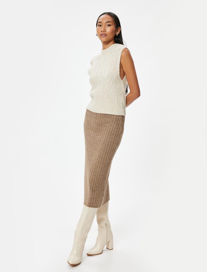  Standart Bel Midi Triko Kalem Etek