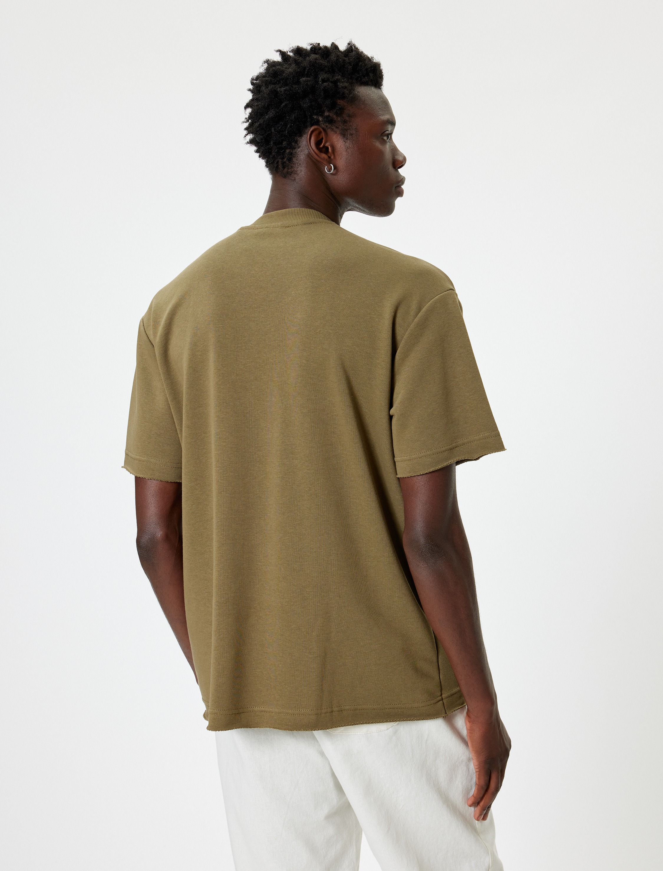   Oversize Tişört Slogan Baskılı Kısa Kollu Bisiklet Yaka