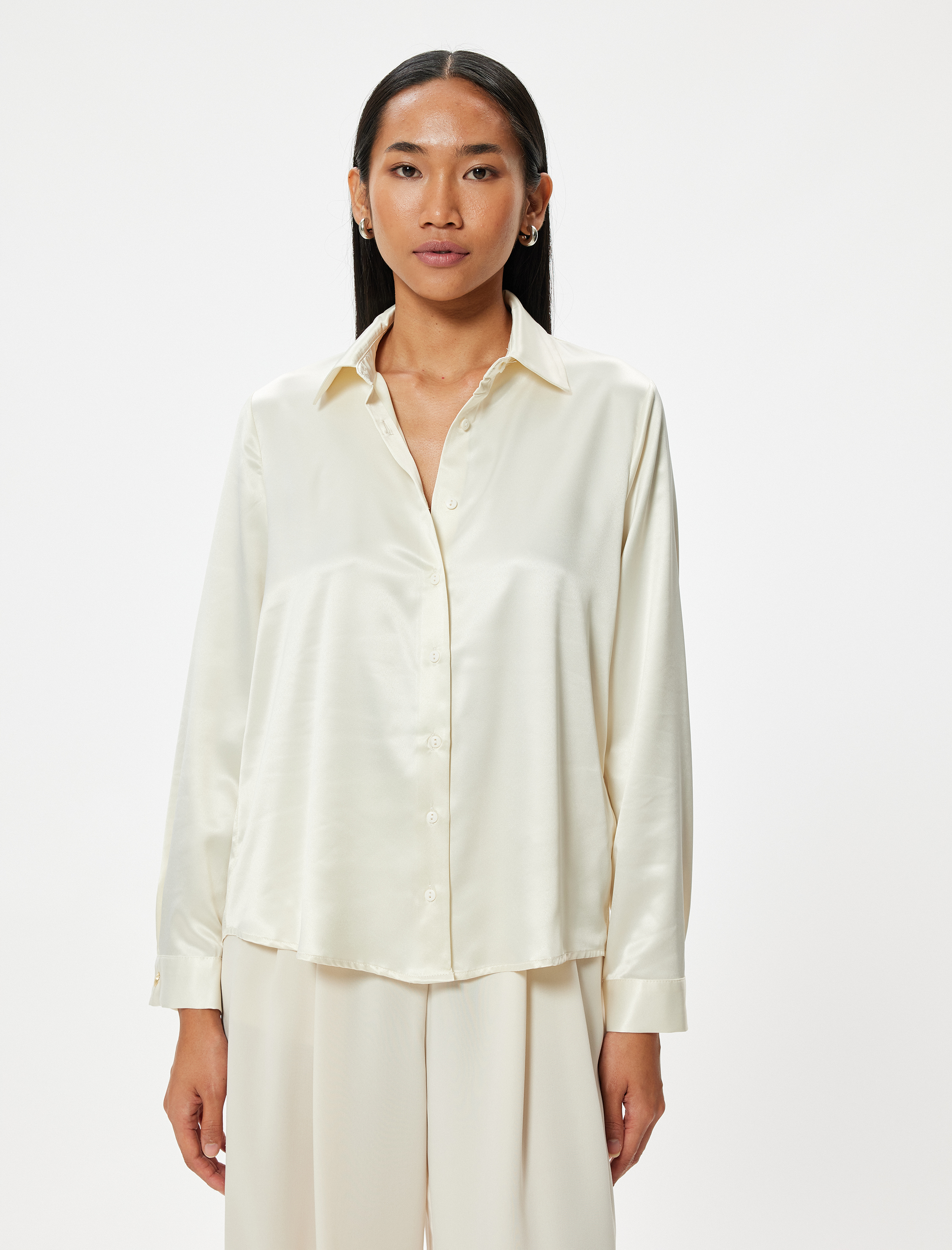 Saten Gömlek Uzun Kollu Klasik Yaka