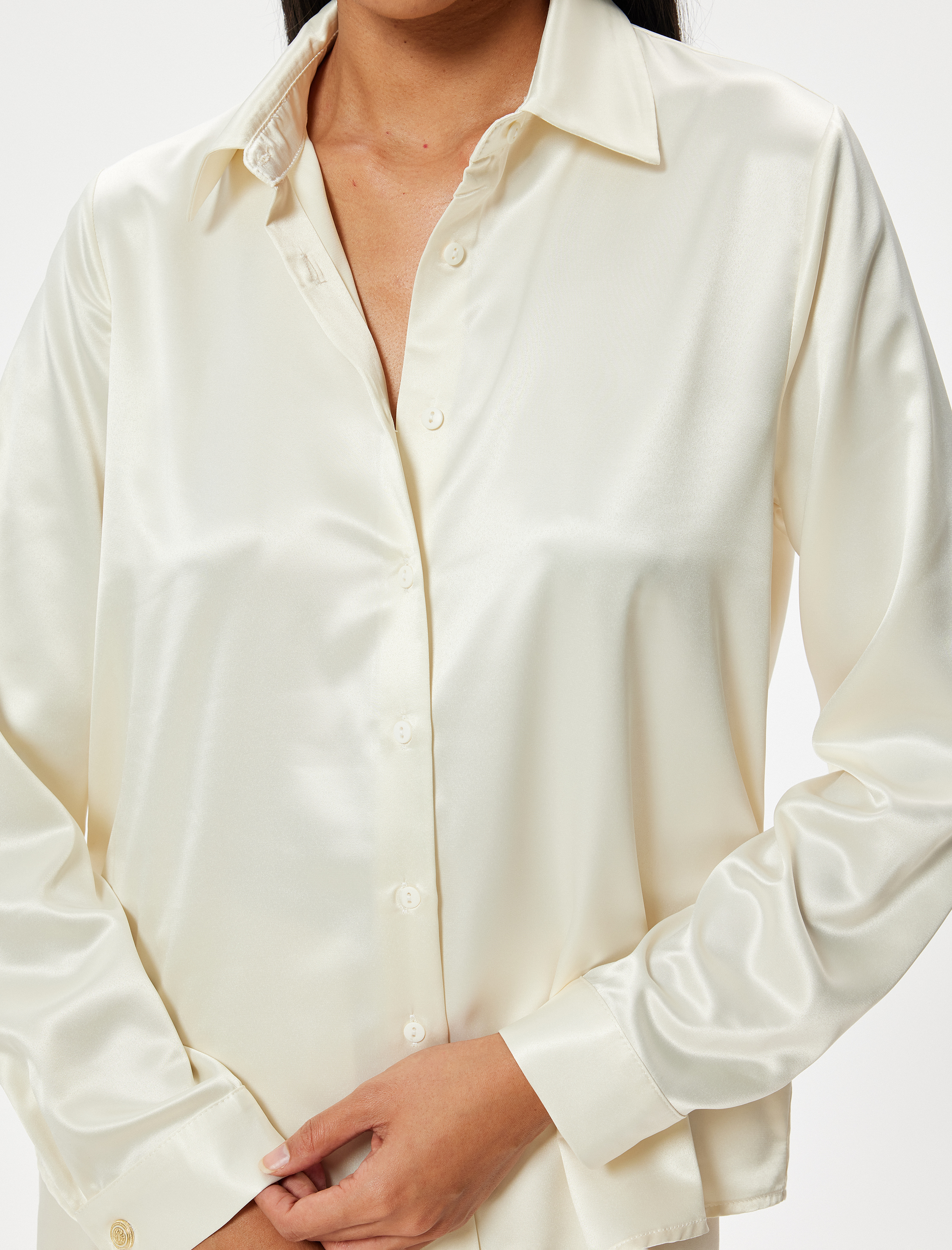 Saten Gömlek Uzun Kollu Klasik Yaka