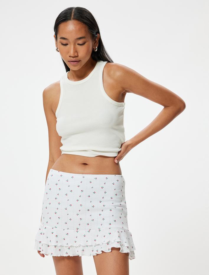  Kiraz Baskılı Şort Etek Pijama Altı Pamuklu