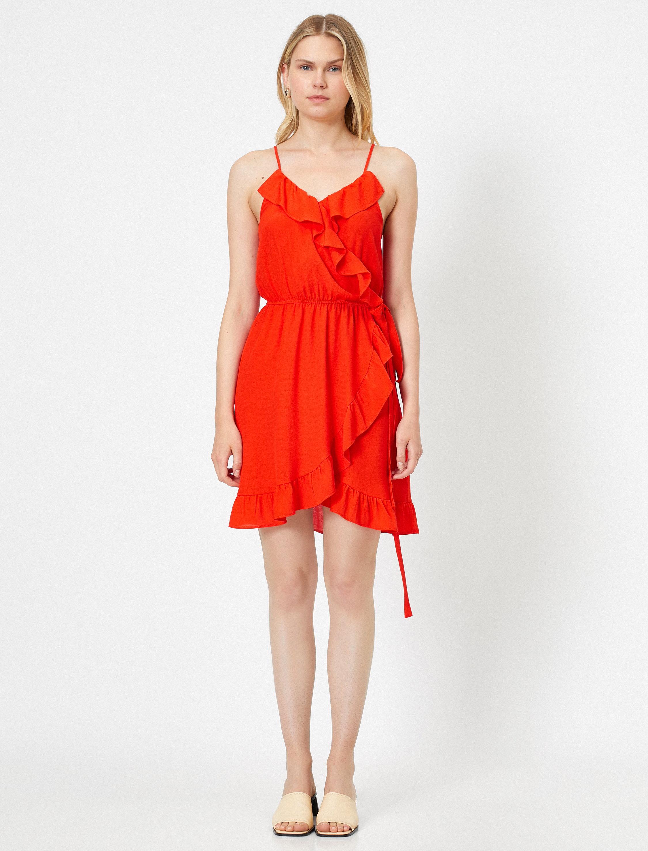   Askılı Volan Elbise