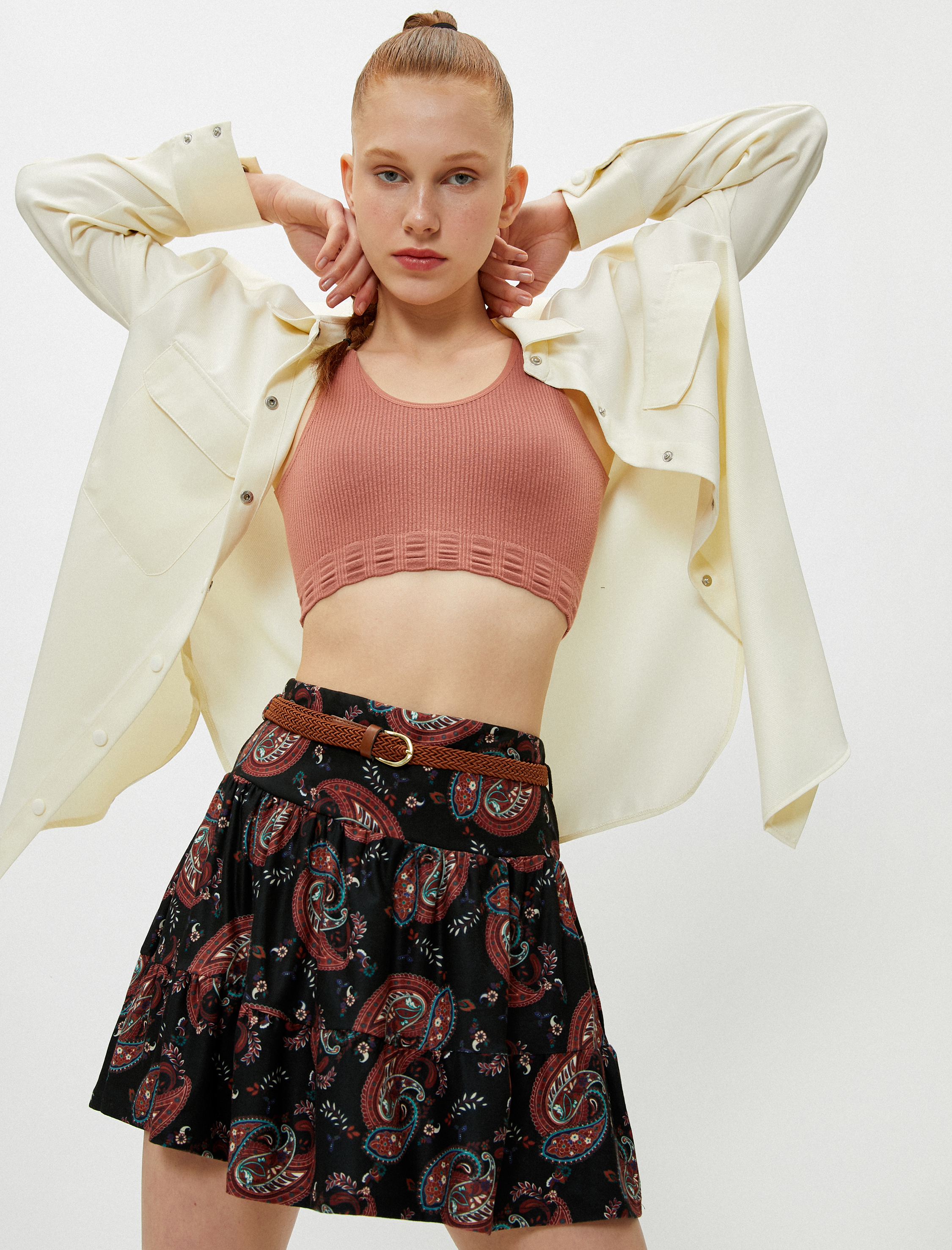   Şal Desenli Etek Mini