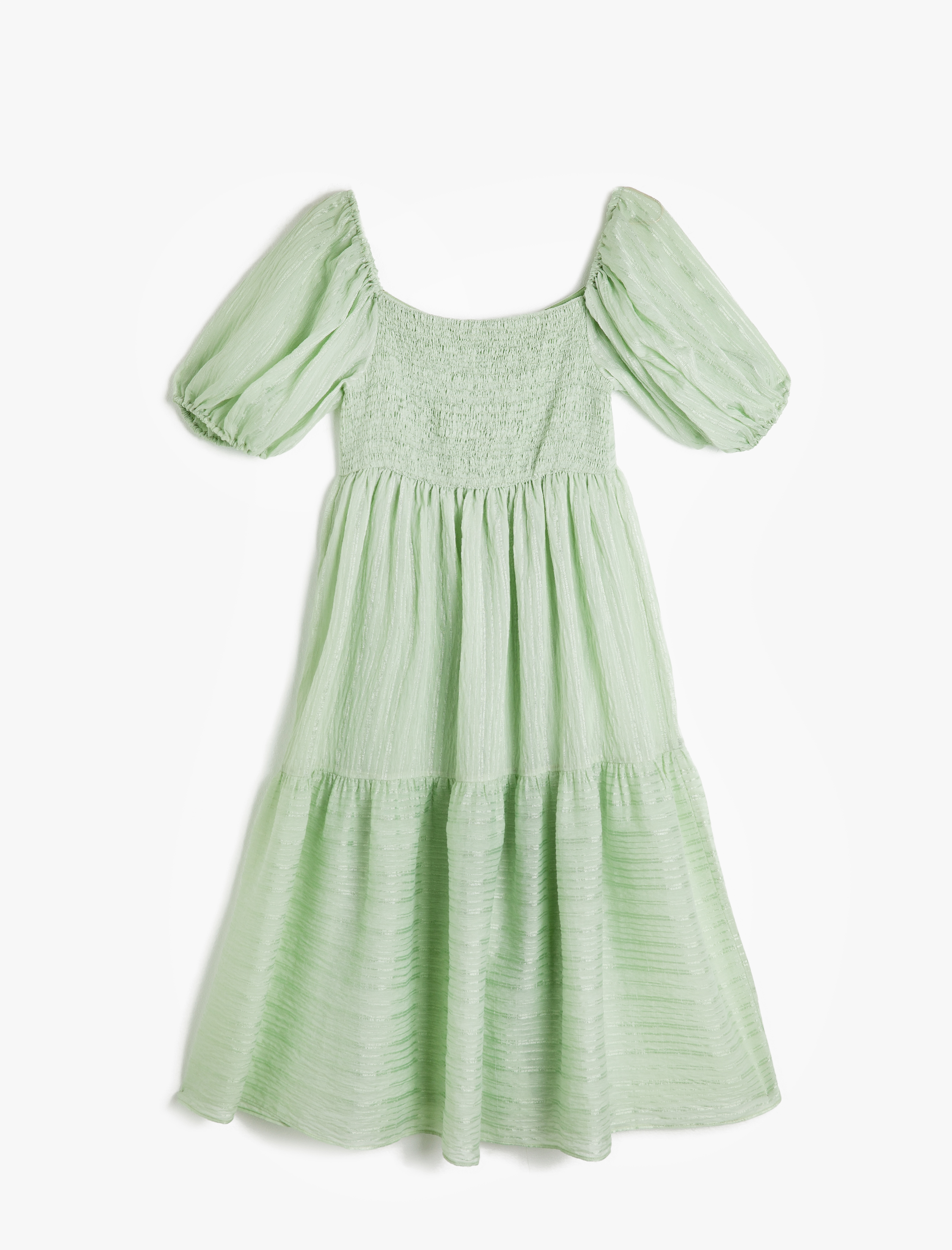   Karpuz Kollu U Yaka Pamuklu Elbise