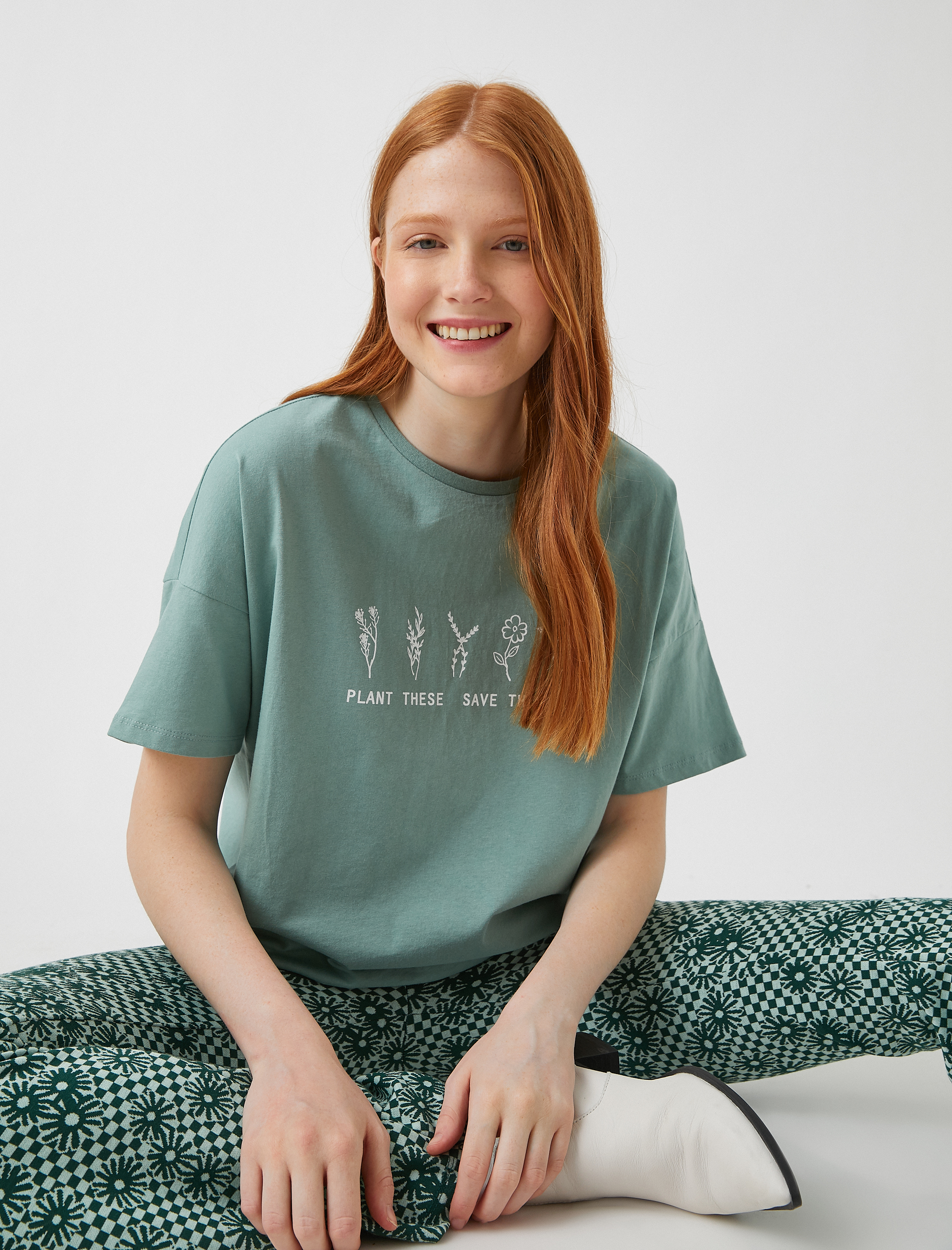   Baskılı Kısa Kollu Pamuklu Tişört