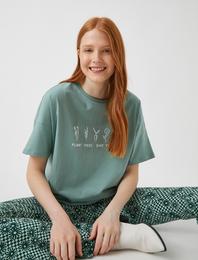 Baskılı Kısa Kollu Pamuklu Tişört