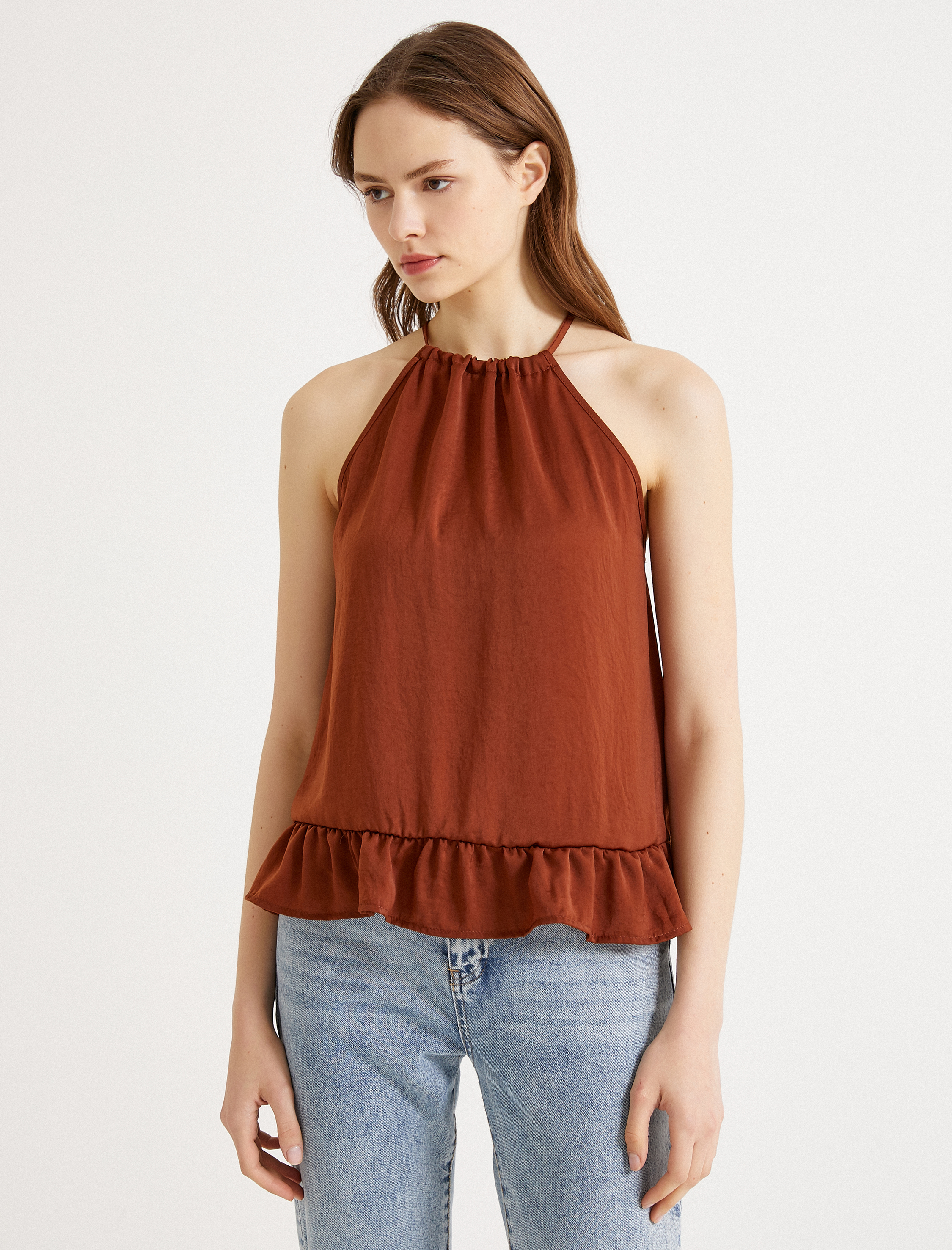   Halter Yaka Atlet Fırfırlı Tanktop