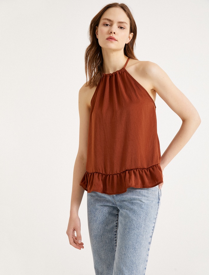  Halter Yaka Atlet Fırfırlı Tanktop