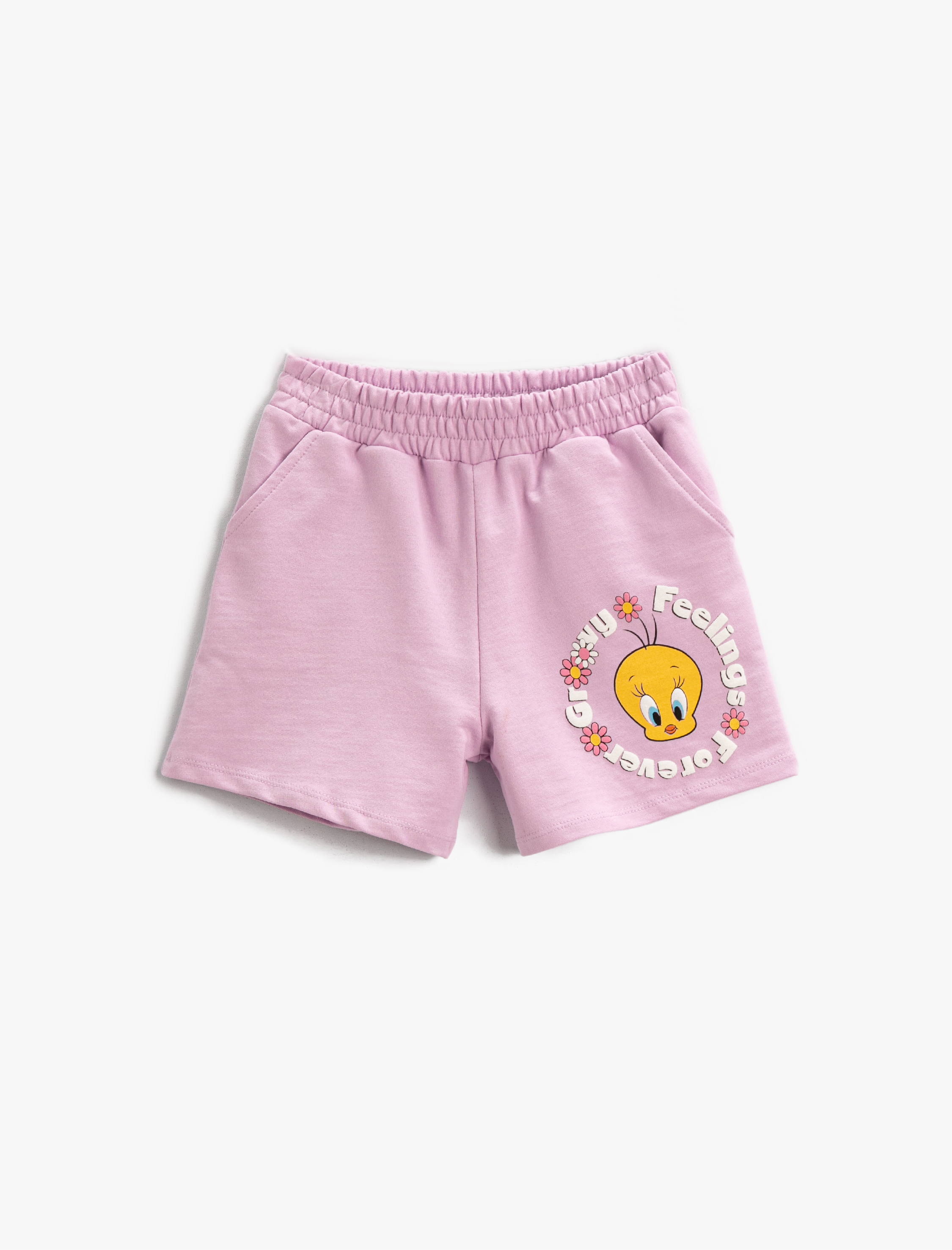  Kız Çocuk Tweety Baskılı Şort Lisanslı Beli Lastikli Pamuklu