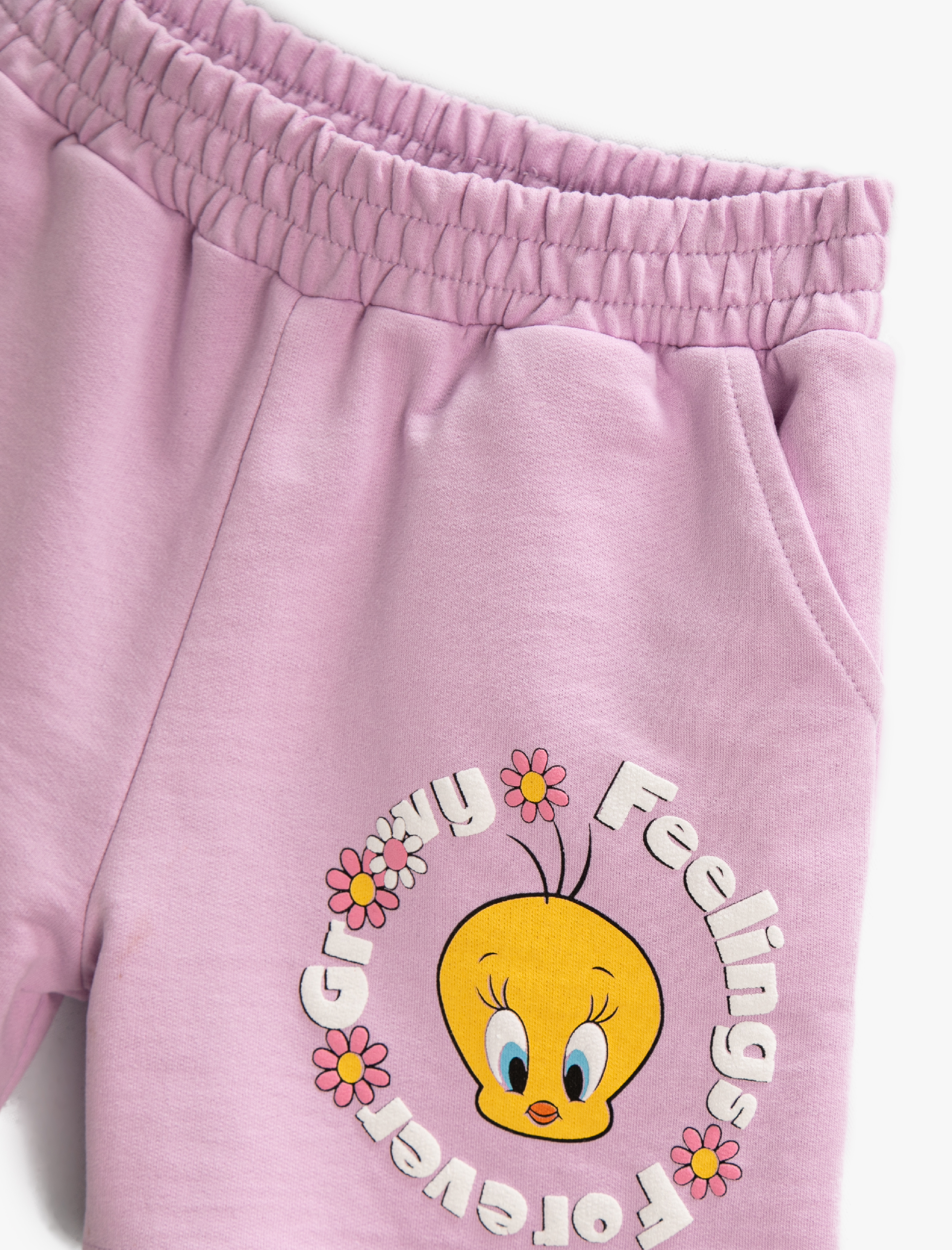 Kız Çocuk Tweety Baskılı Şort Lisanslı Beli Lastikli Pamuklu