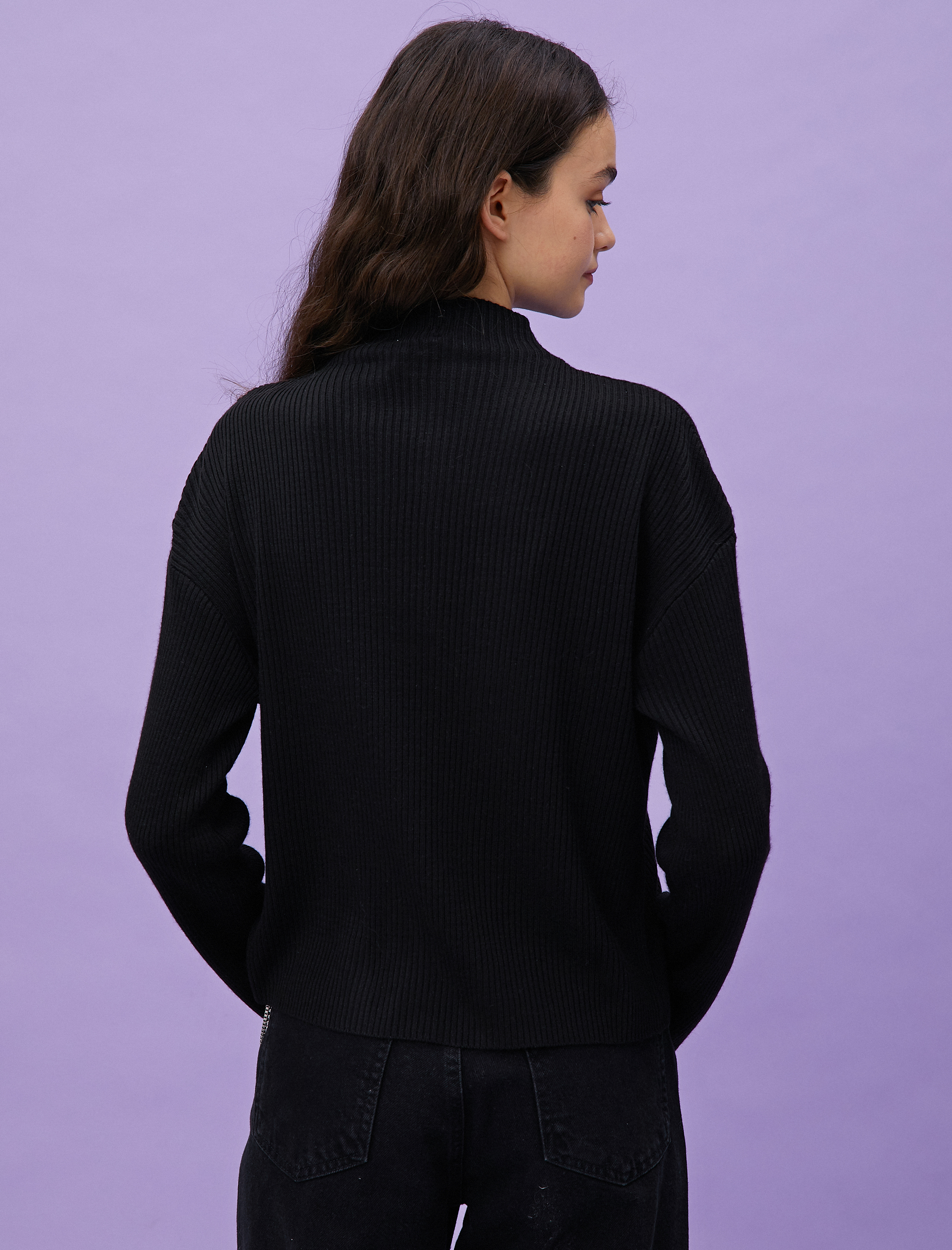   Dik Yaka Uzun Kollu Triko Kazak