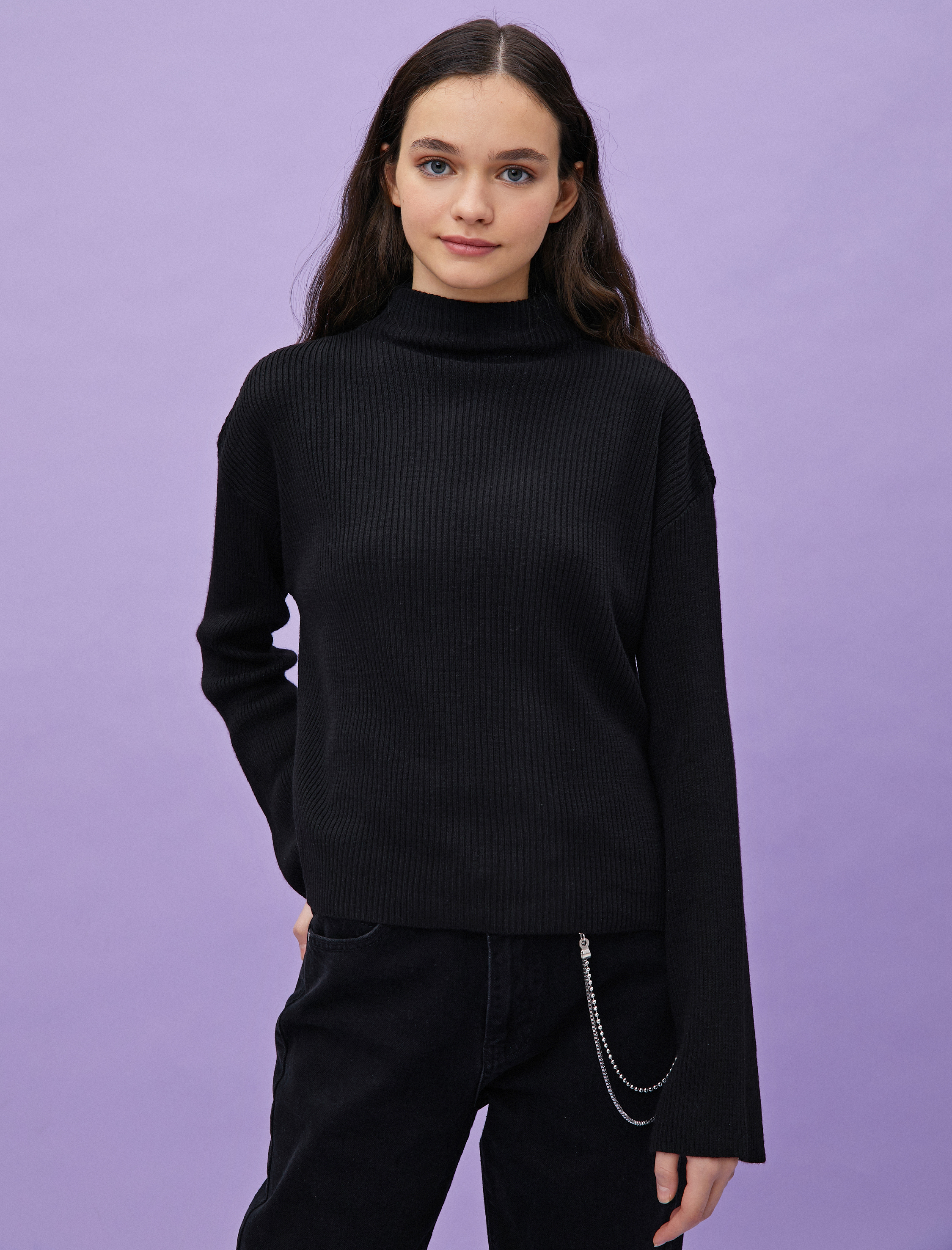   Dik Yaka Uzun Kollu Triko Kazak