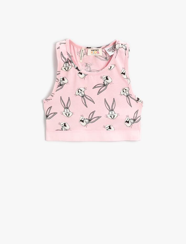 Kız Çocuk Bugs Bunny Baskılı Atlet Crop Lisanslı Pamuklu