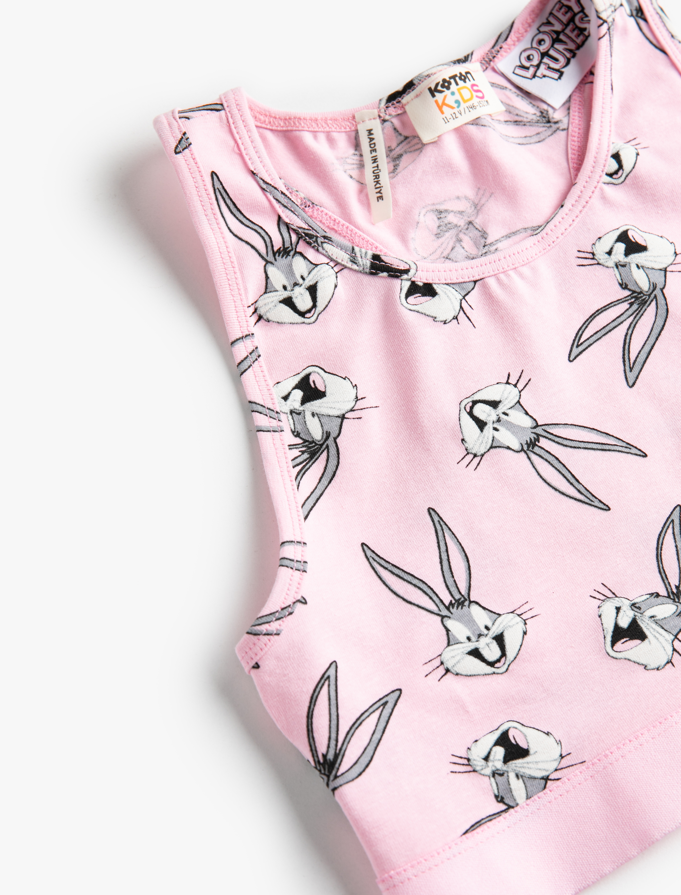  Kız Çocuk Bugs Bunny Baskılı Atlet Crop Lisanslı Pamuklu