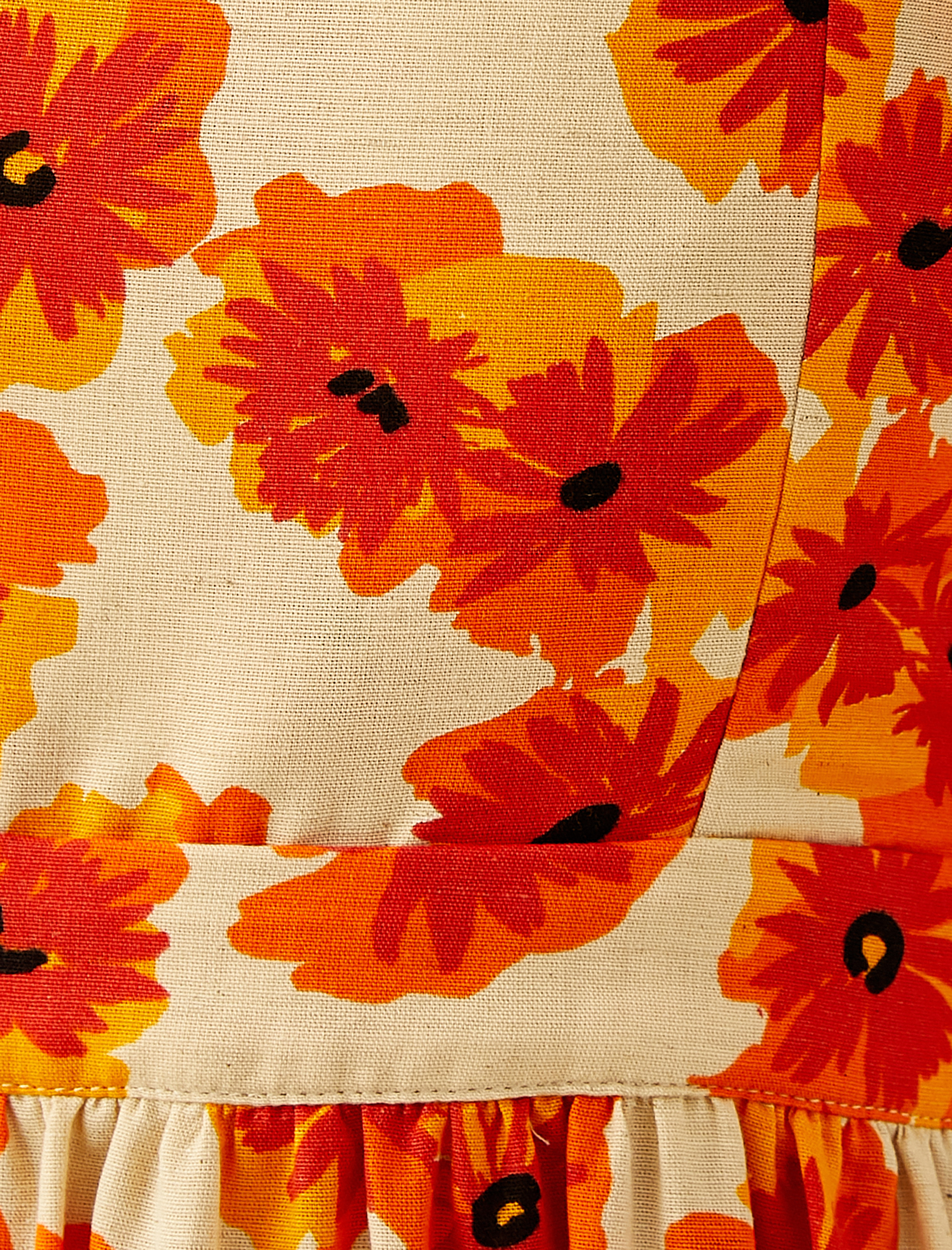   Çiçekli Yazlık Elbise Fırfırlı Pamuklu Keten Karışımlı