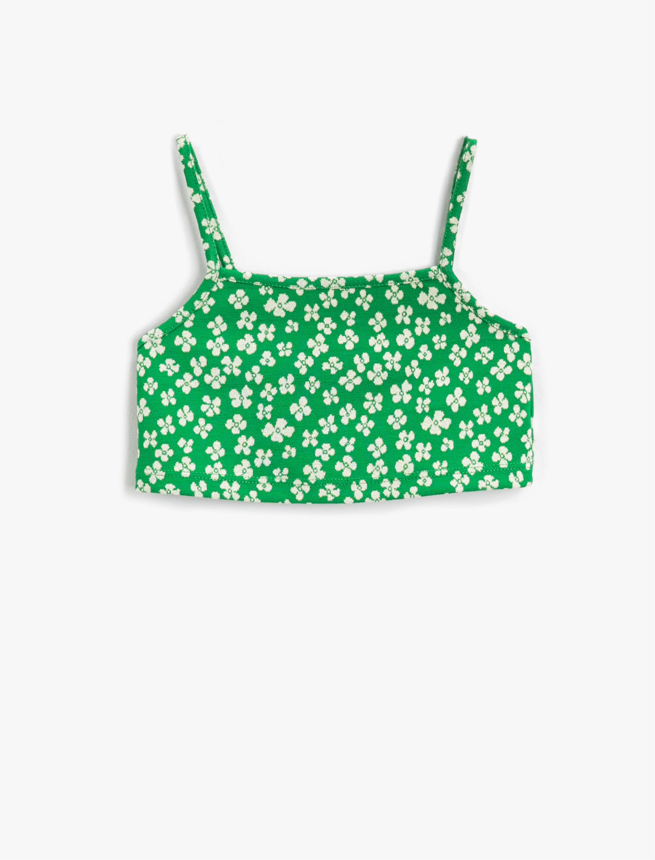  Kız Çocuk Çiçekli Crop Atlet İnce Askılı