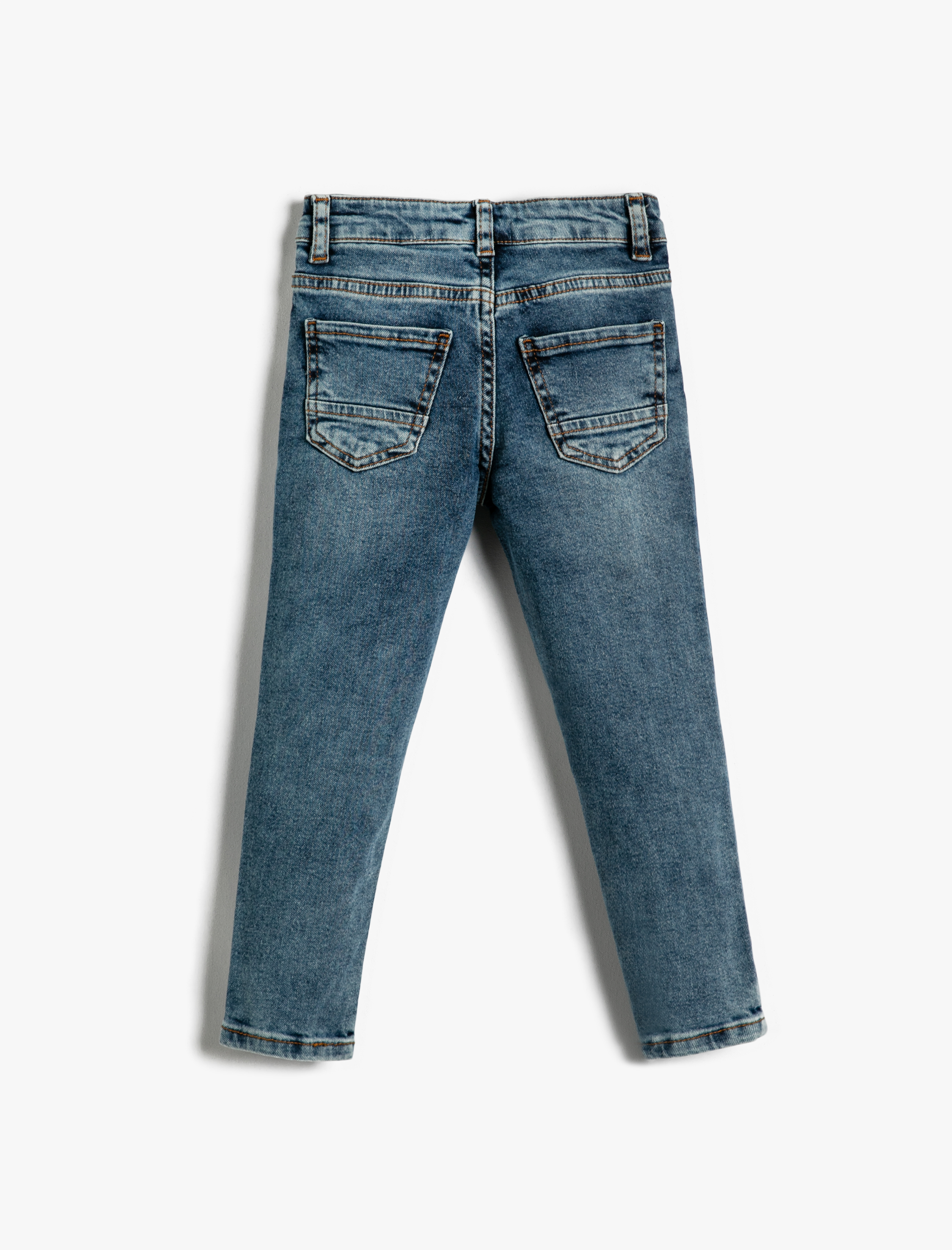  Erkek Çocuk Kot Pantolon Yıpratılmış Detaylı Pamuklu Cepli - Slim Jean