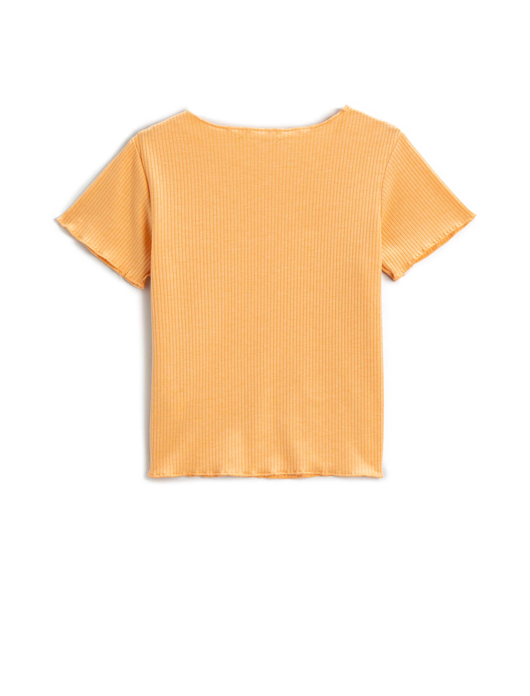  Kız Çocuk Basic Tişört Kısa Kollu Fitilli Pamuklu