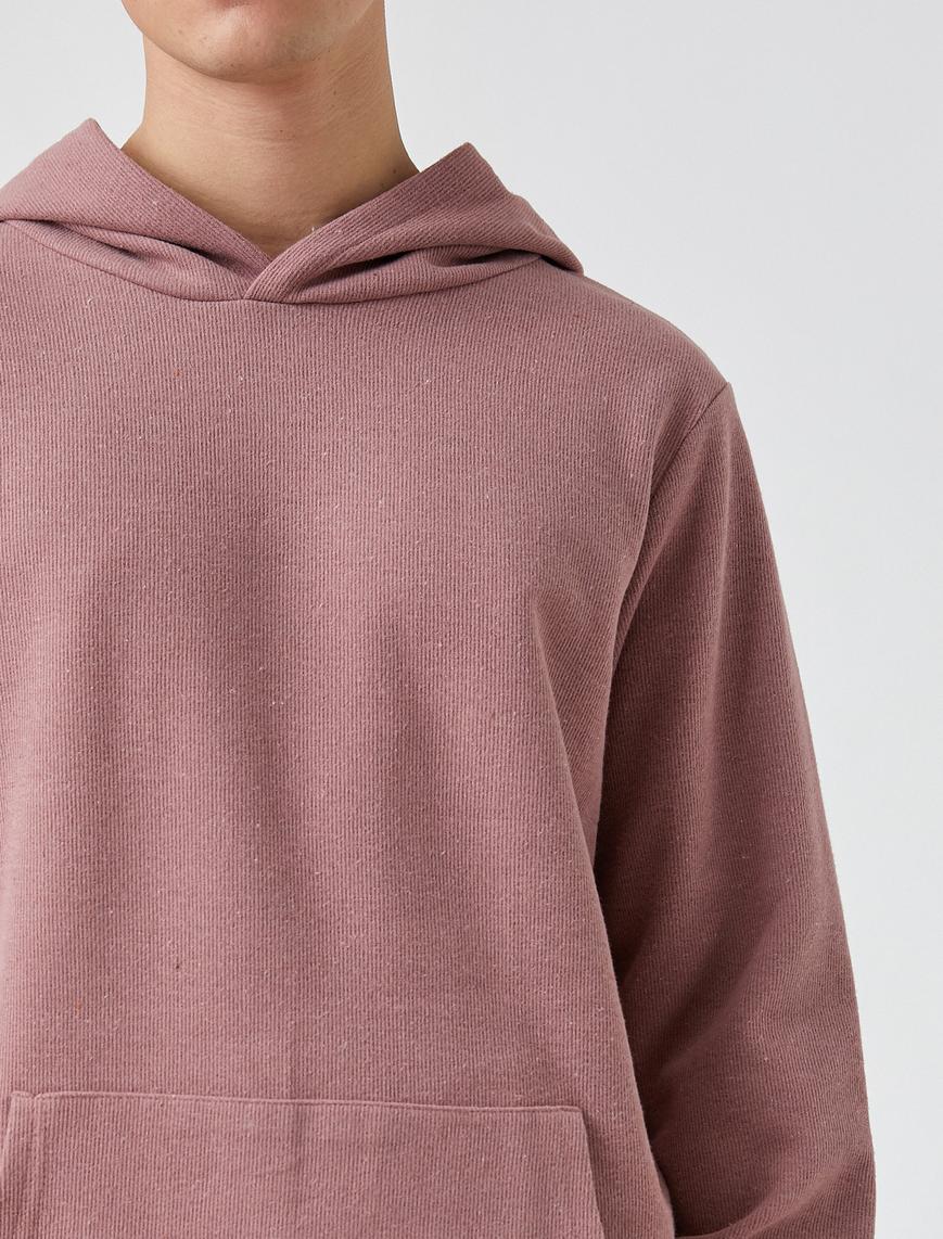   Fitilli Kapüşonlu Sweatshirt