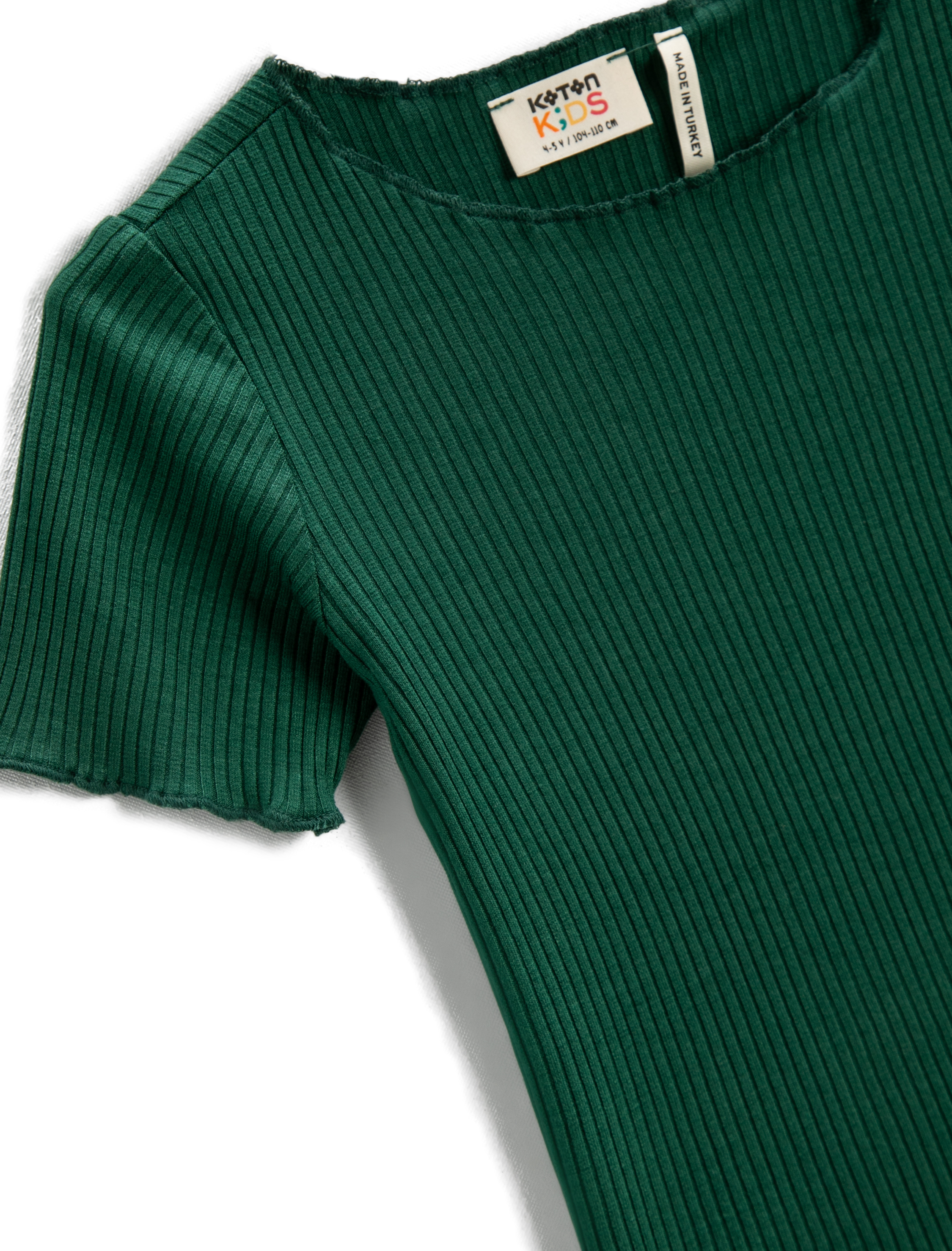  Kız Çocuk Basic Tişört Kısa Kollu Fitilli Pamuklu