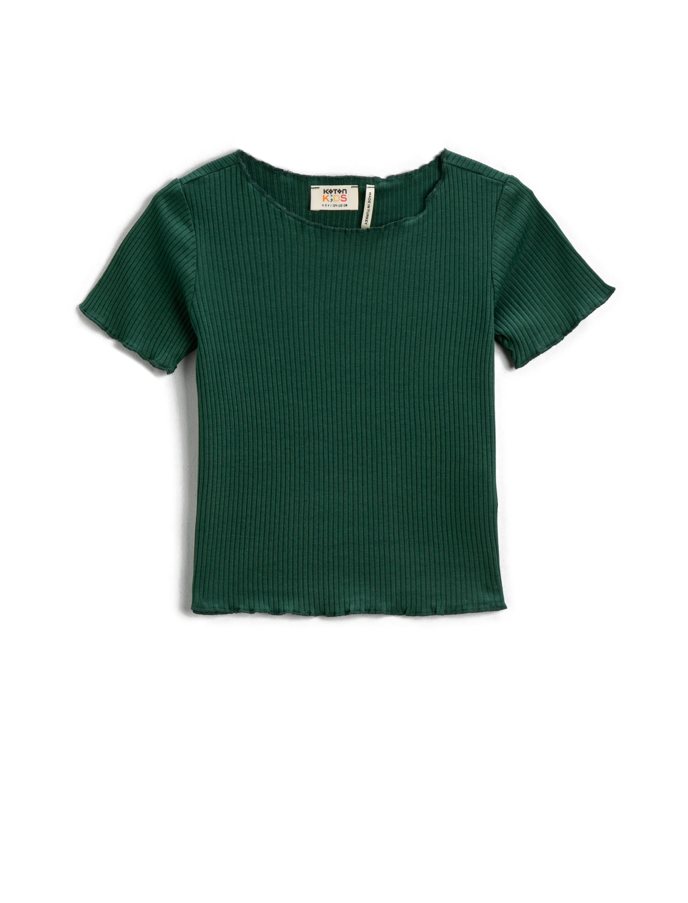  Kız Çocuk Basic Tişört Kısa Kollu Fitilli Pamuklu