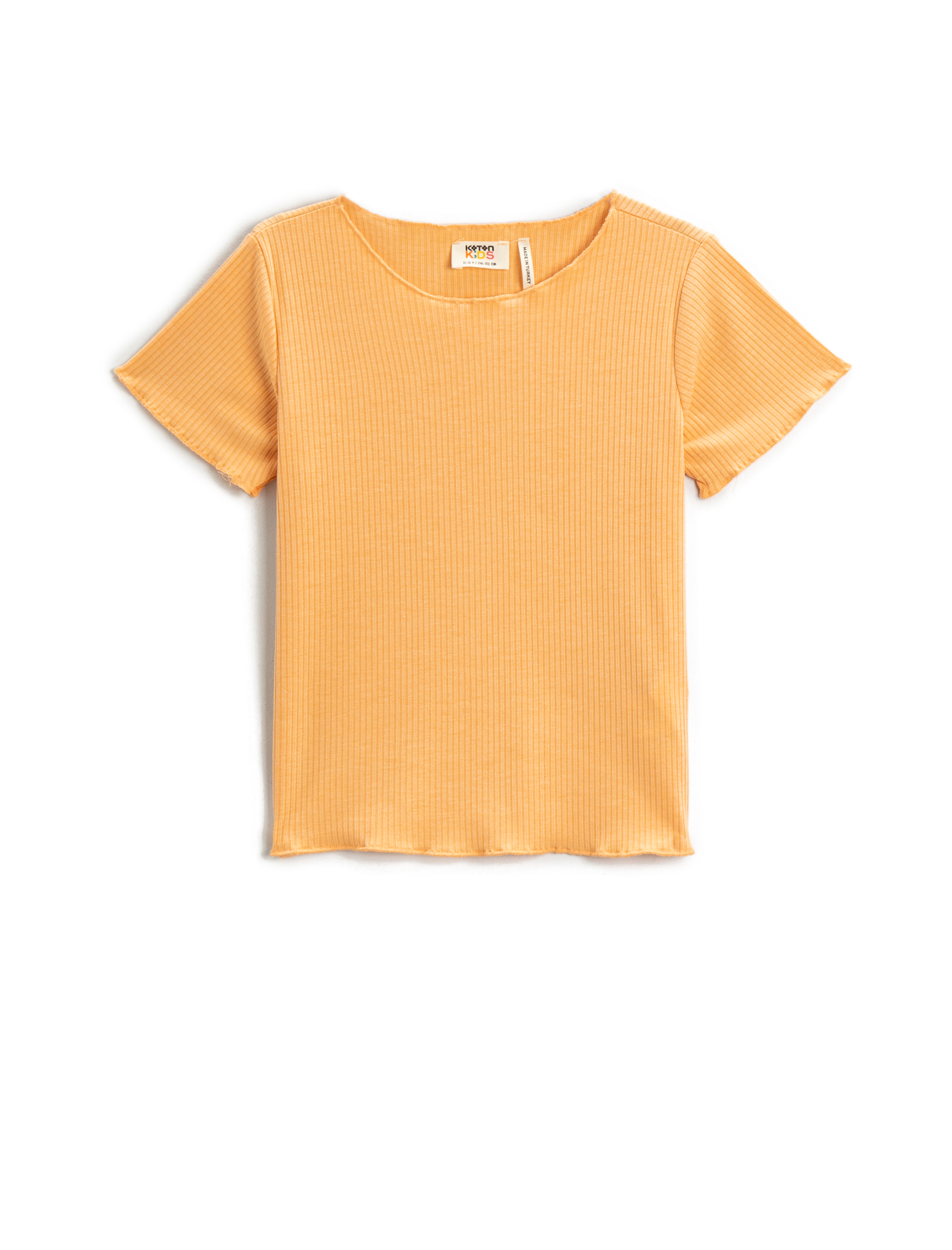  Kız Çocuk Basic Tişört Kısa Kollu Fitilli Pamuklu