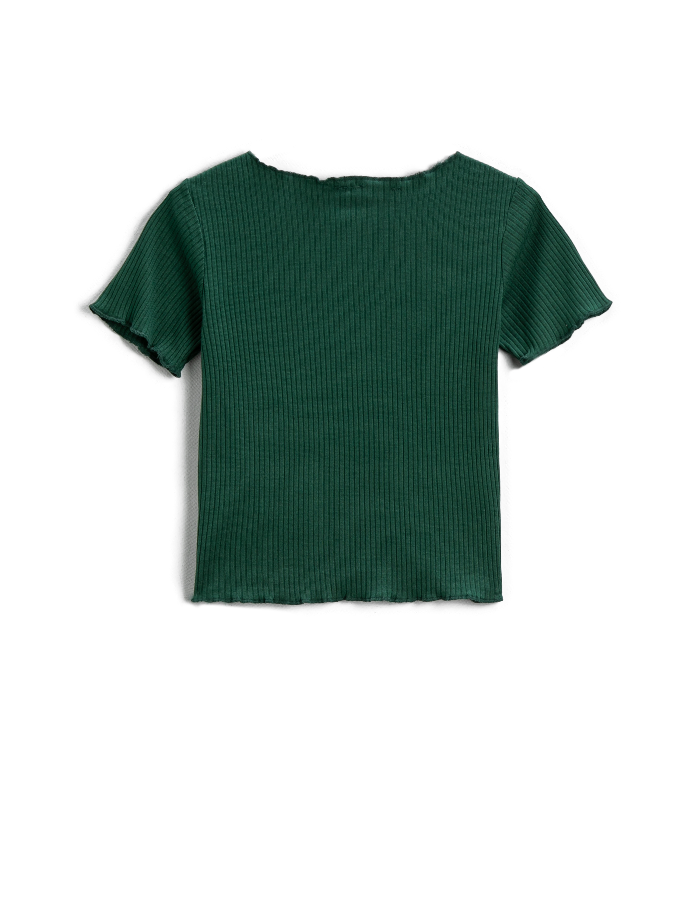  Kız Çocuk Basic Tişört Kısa Kollu Fitilli Pamuklu