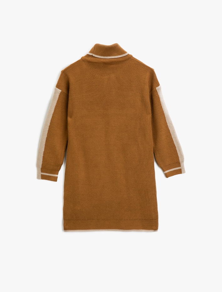 Kız Çocuk Yüksek Yaka Uzun Kollu Pullu Triko Kazak