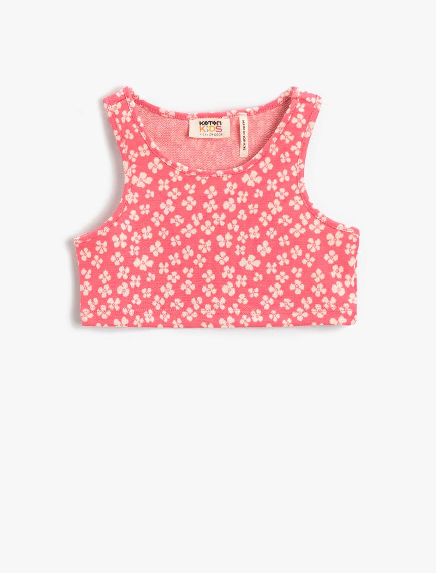  Kız Çocuk Çiçekli Halter Yaka Atlet