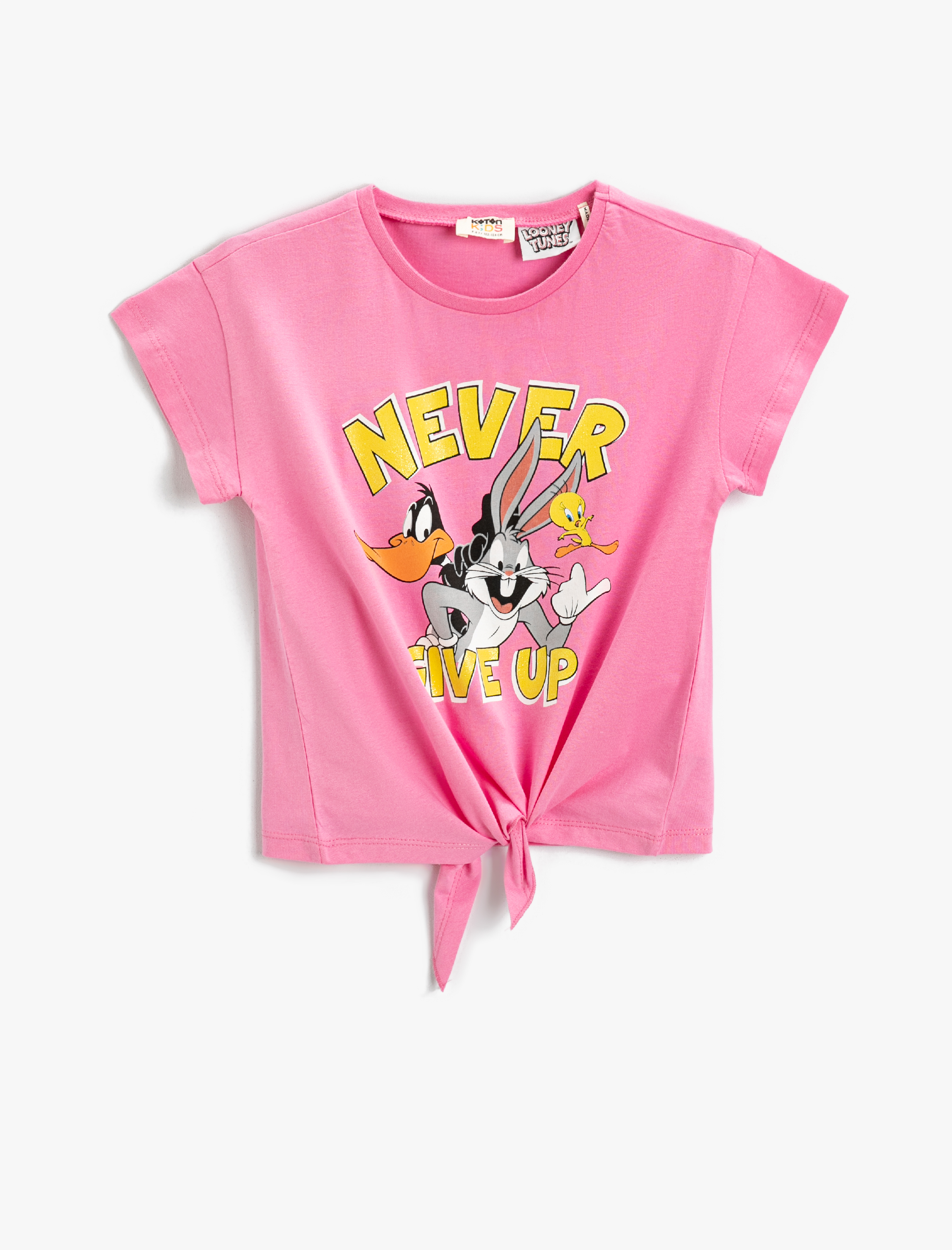 Kız Çocuk Looney Tunes Lisanslı Baskılı Tişört  Bağlama Detaylı