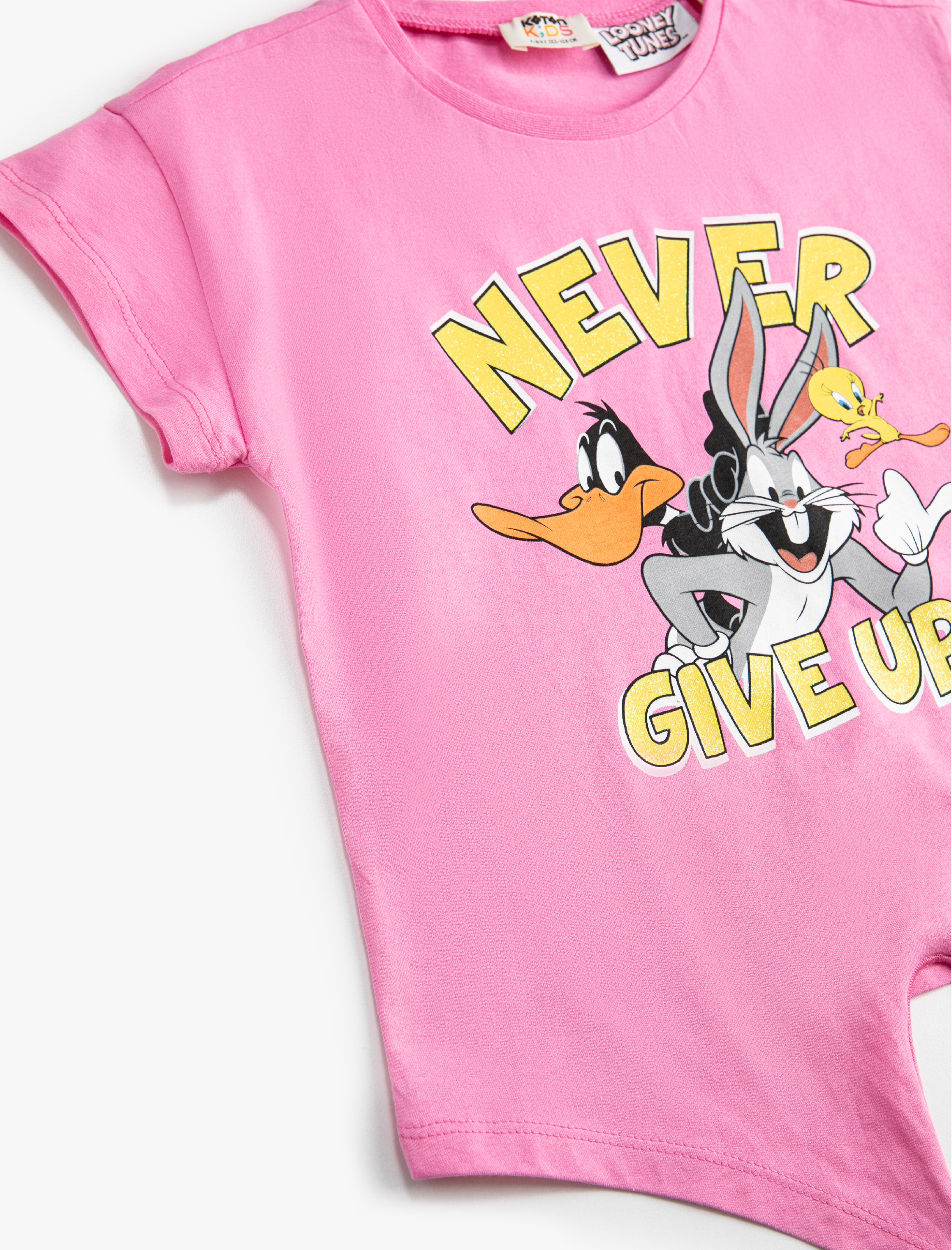  Kız Çocuk Looney Tunes Lisanslı Baskılı Tişört  Bağlama Detaylı