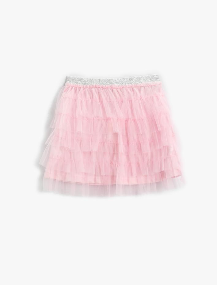 Kız Çocuk Tütü Etek Beli Simli Lastikli