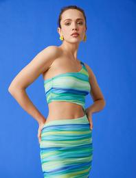 Mini Elbise Tek Omuz Pencere Detaylı