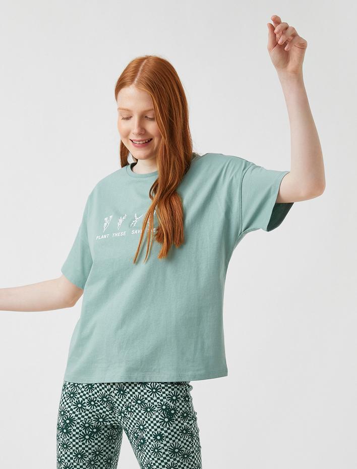  Baskılı Kısa Kollu Pamuklu Tişört