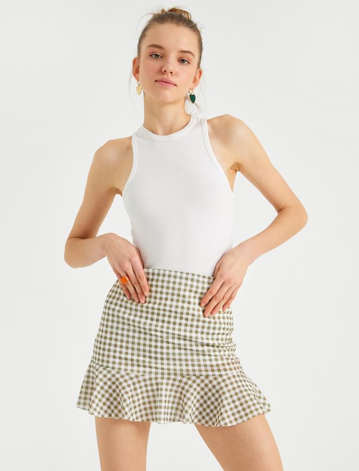  Yüksek Bel Volanlı Etek