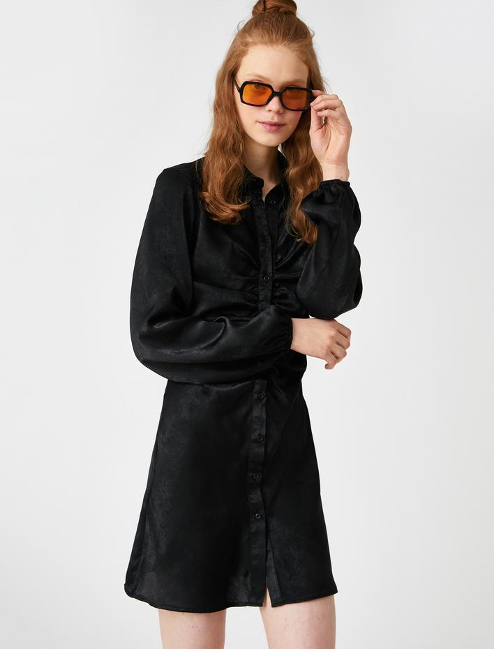  Büzgülü Mini Elbise