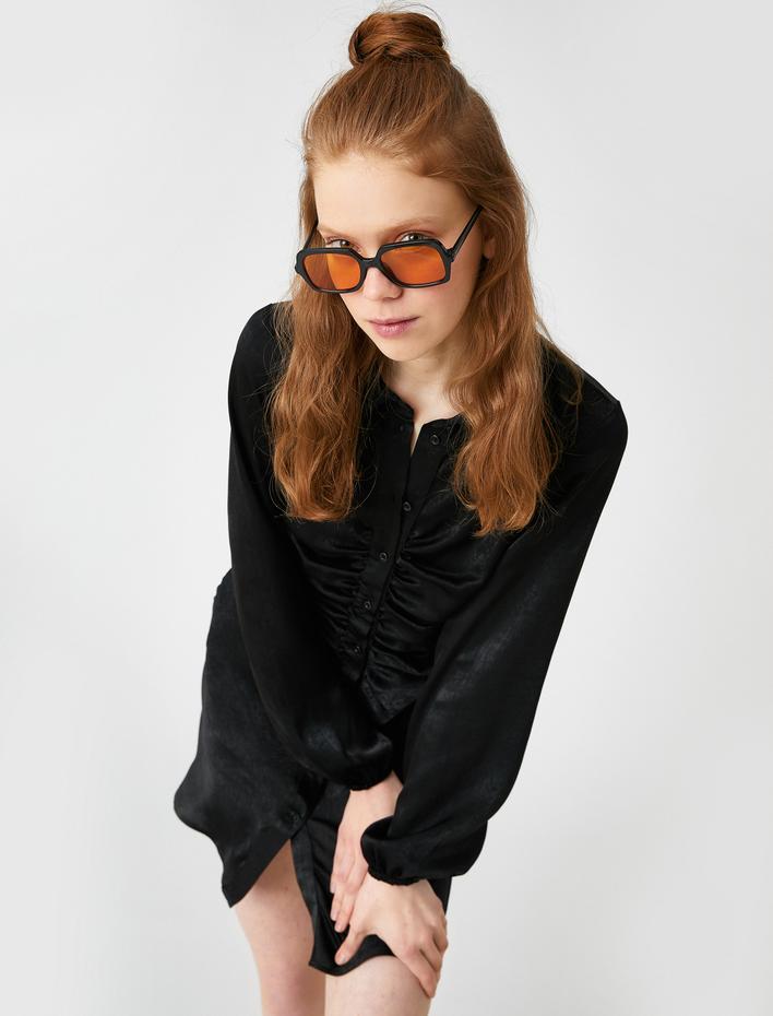  Büzgülü Mini Elbise