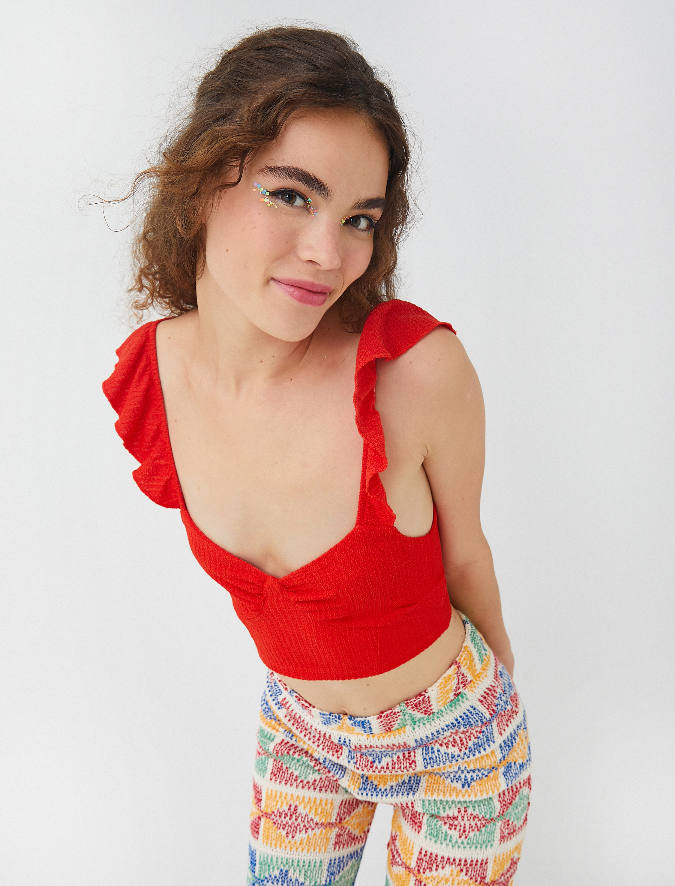   Büstiyer Kalp Yaka Fırfırlı