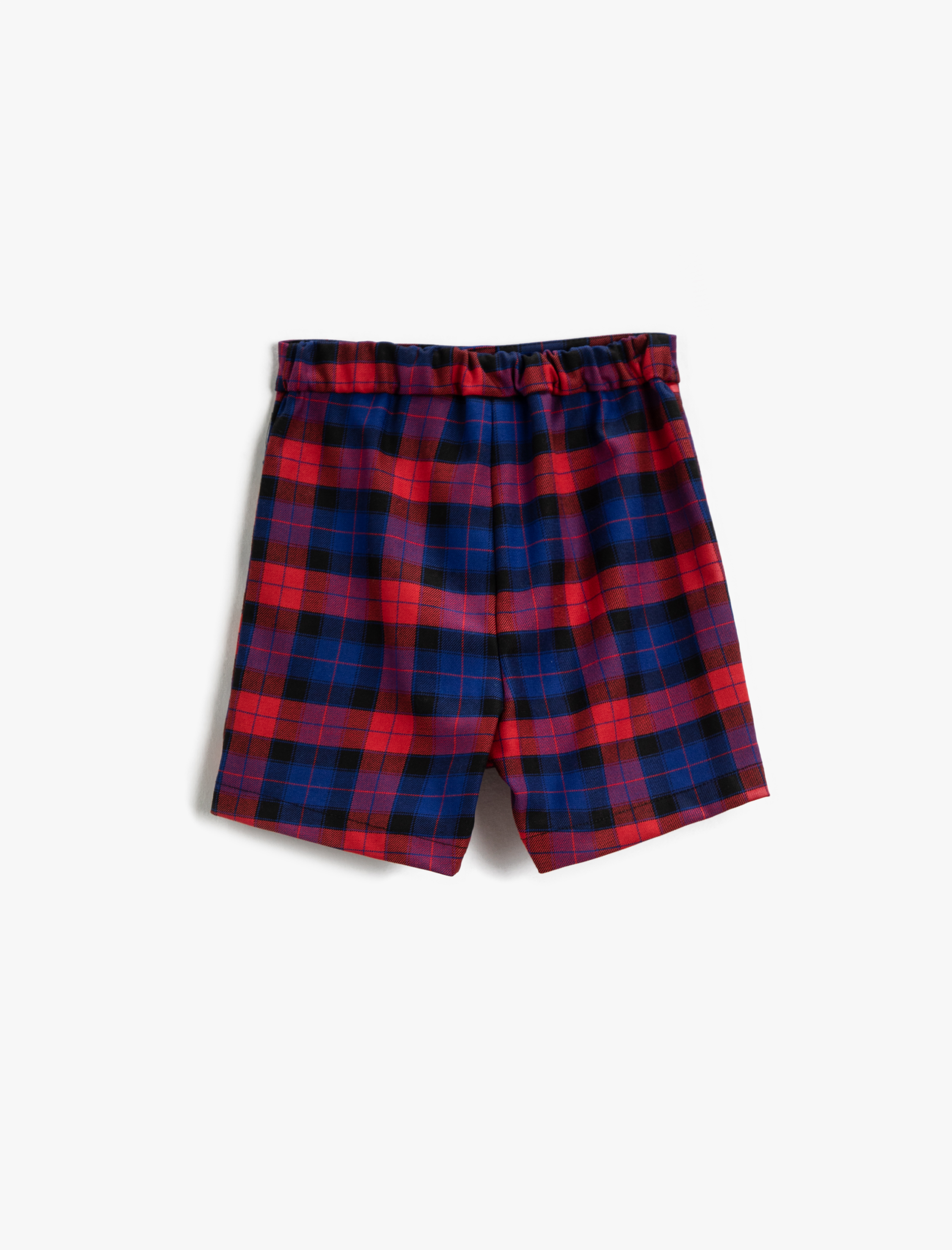  Kız Çocuk Ekose Şort Etek Süs Cep Detaylı