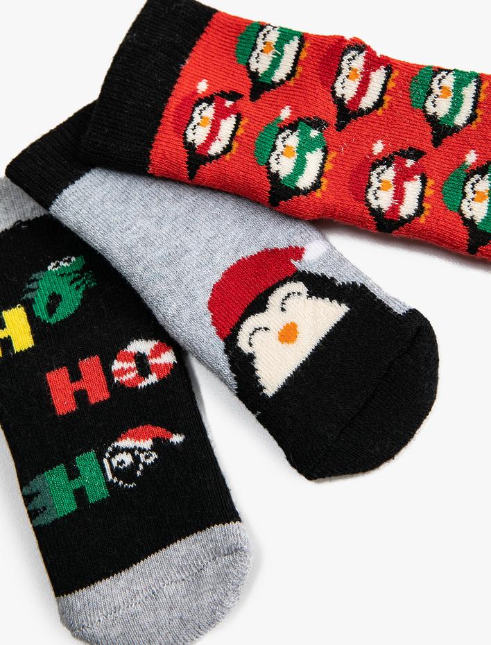 Erkek Bebek 3'lü Yılbaşı Temalı Havlu Çorap