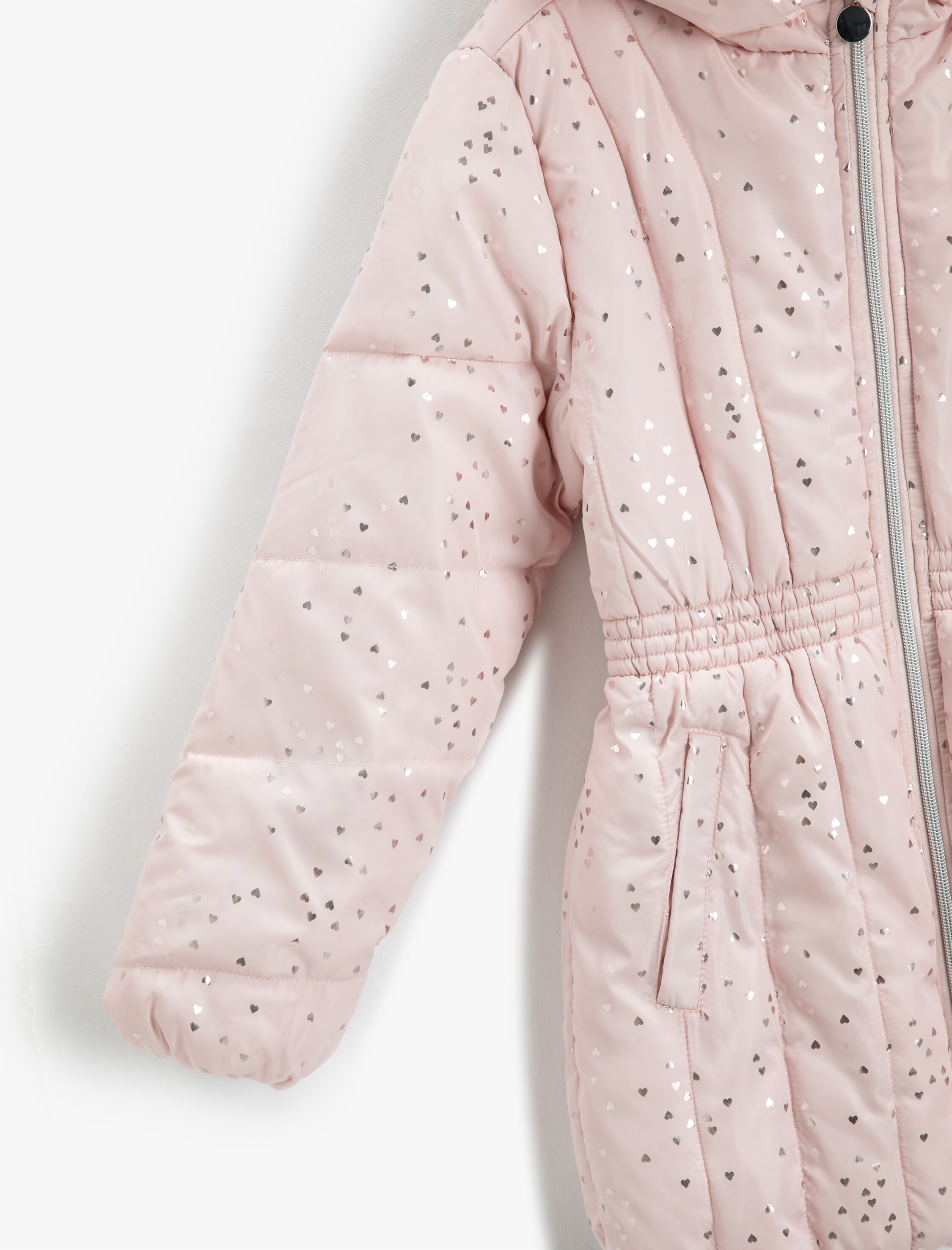  Kız Çocuk Parıltılı Uzun Şişme Mont Peluş Astarlı