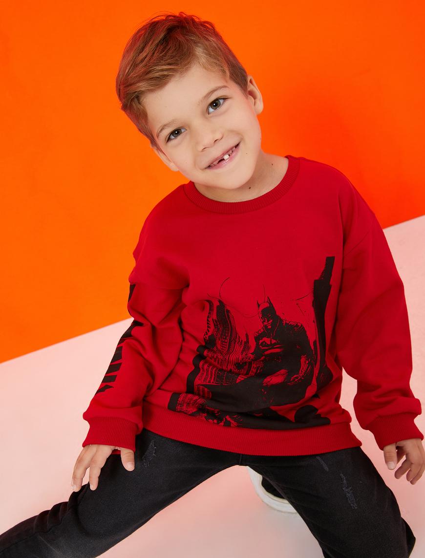  Erkek Çocuk Batman Sweatshirt Baskılı Lisanslı