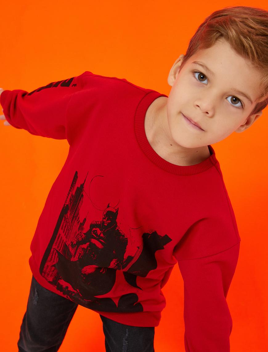  Erkek Çocuk Batman Sweatshirt Baskılı Lisanslı