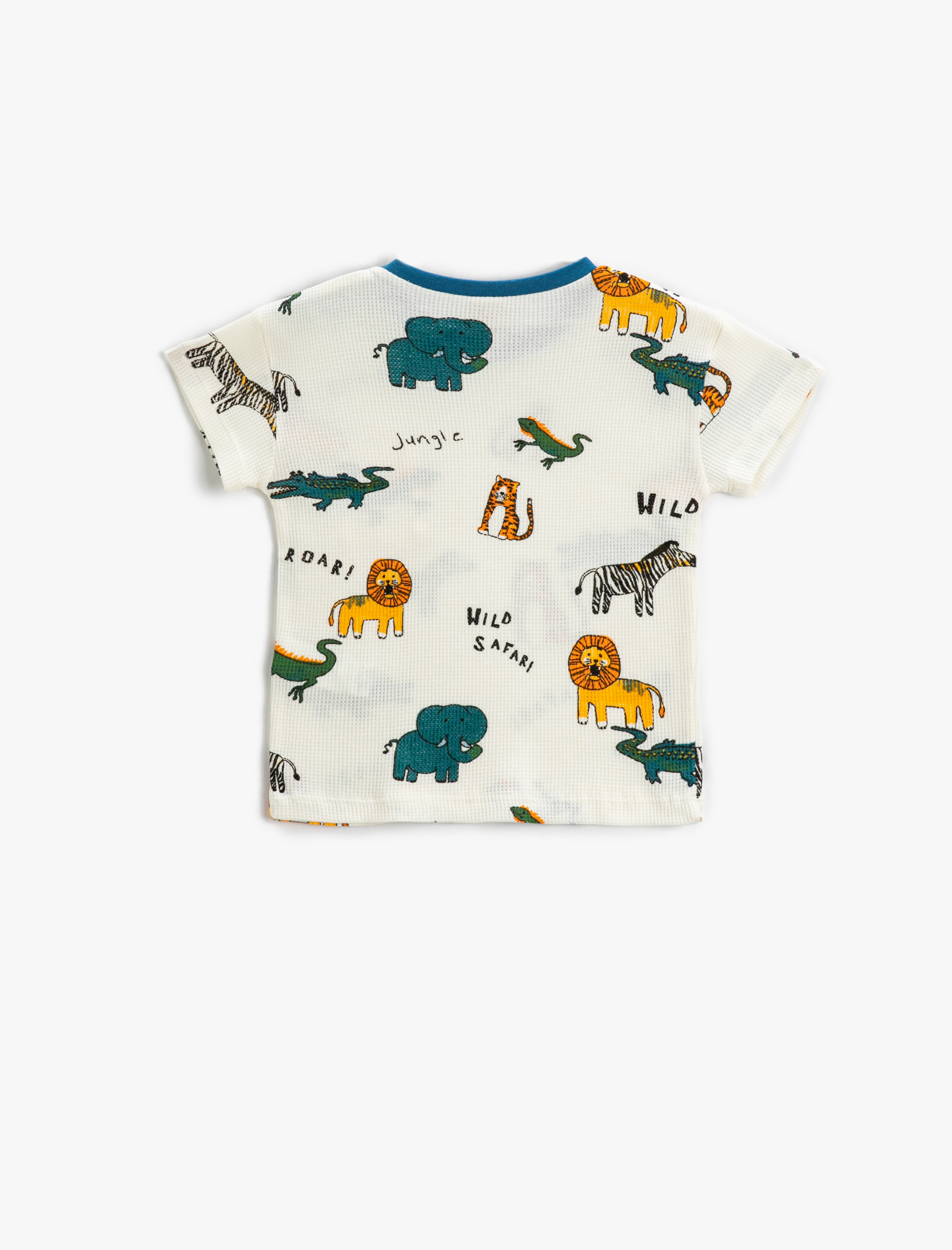  Erkek Bebek Hayvanlar Baskılı Kısa Kollu Tişört