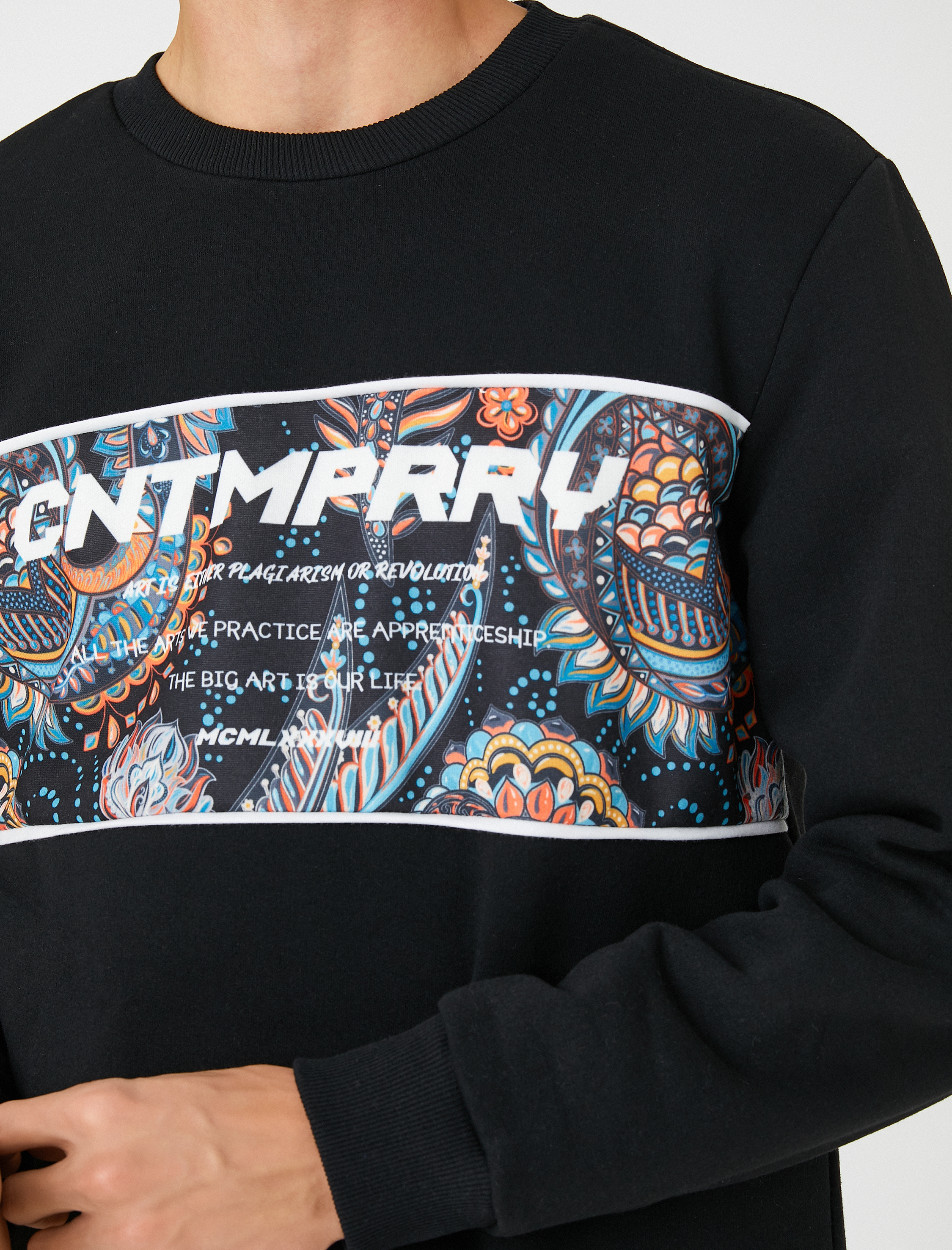 Baskılı Sweatshirt Bisiklet Yaka