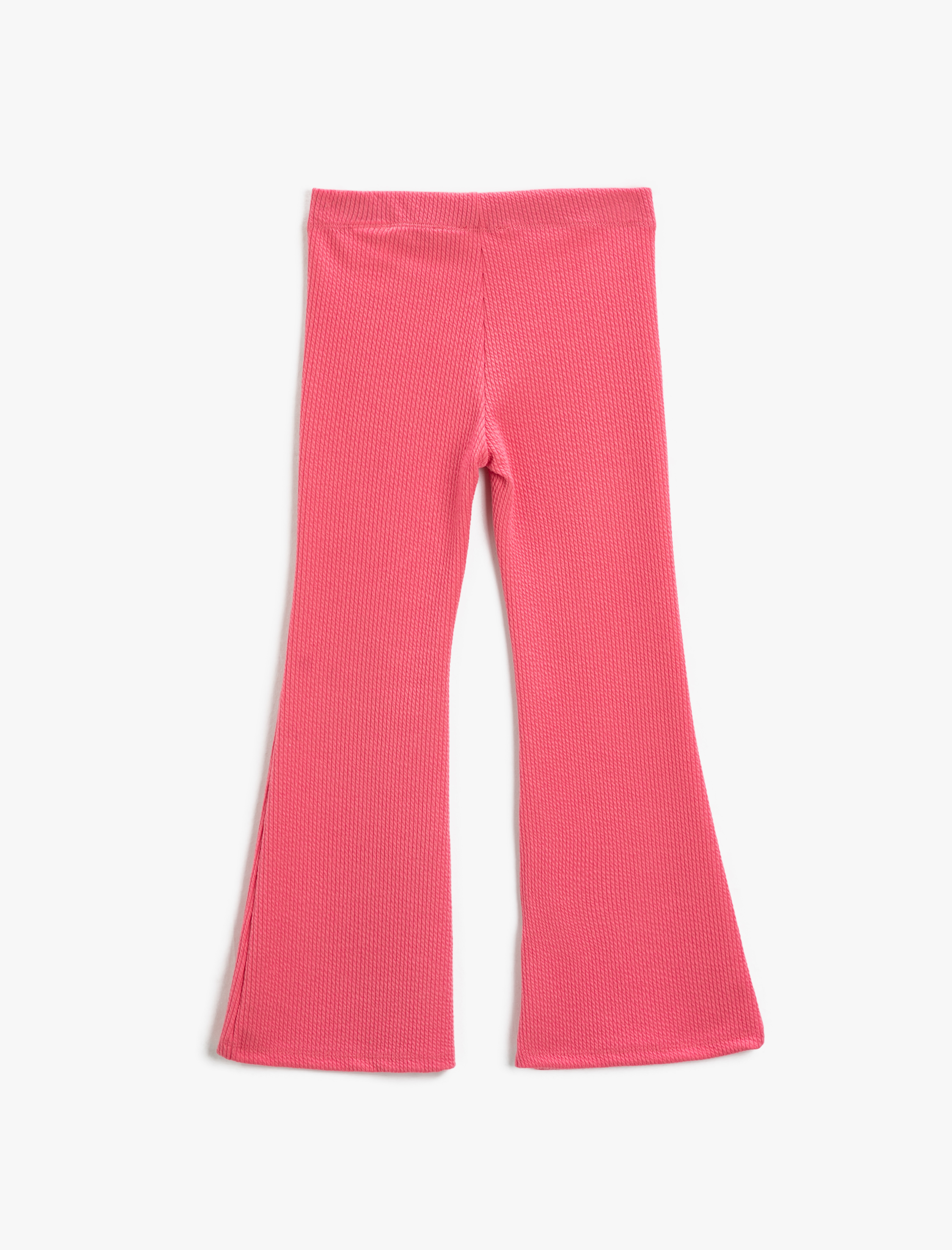  Kız Çocuk İspanyol Paça Tayt Pantolon Yırtmaç Detaylı Fitilli Beli Lastikli