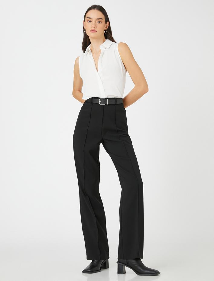  Basic Gömlek Kolsuz Gizli Düğmeli